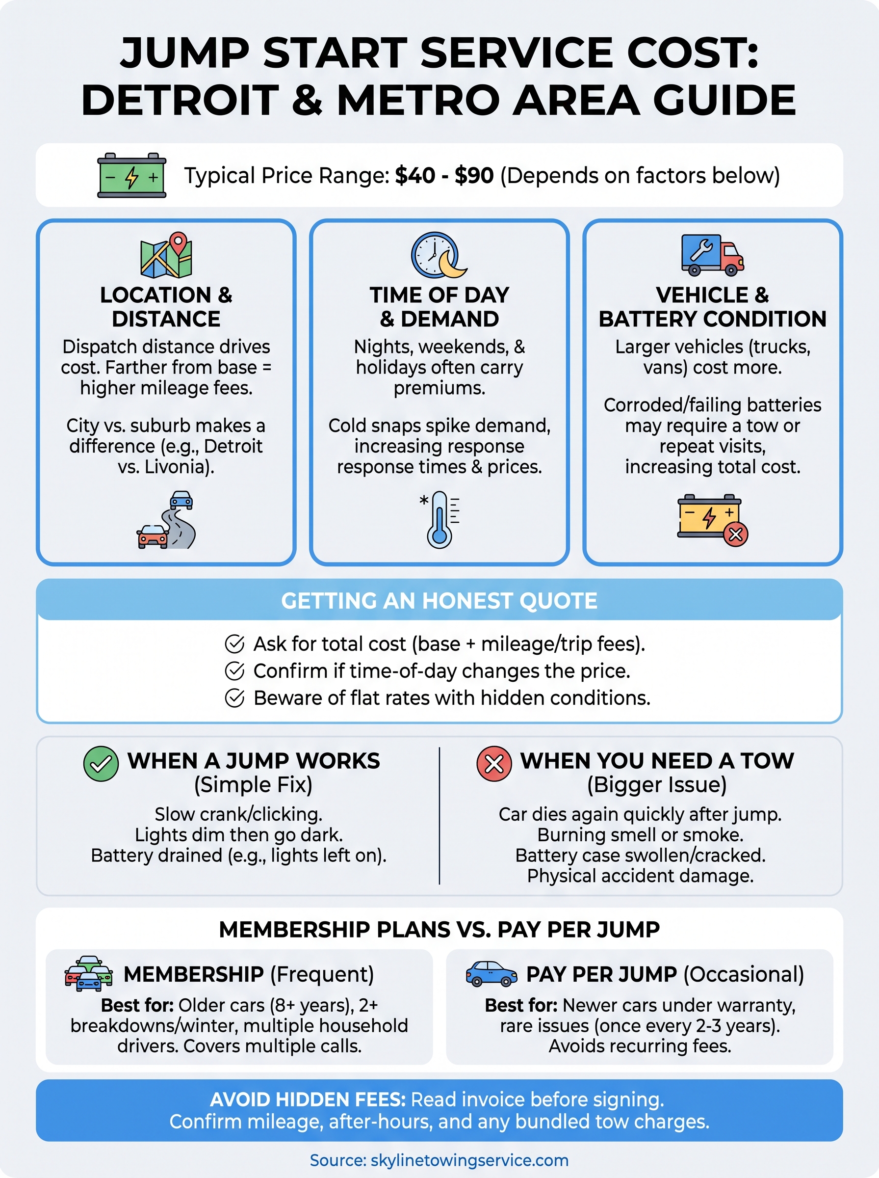 Jump Start Service Cost: What Detroit Drivers Pay jump start service cost infographic