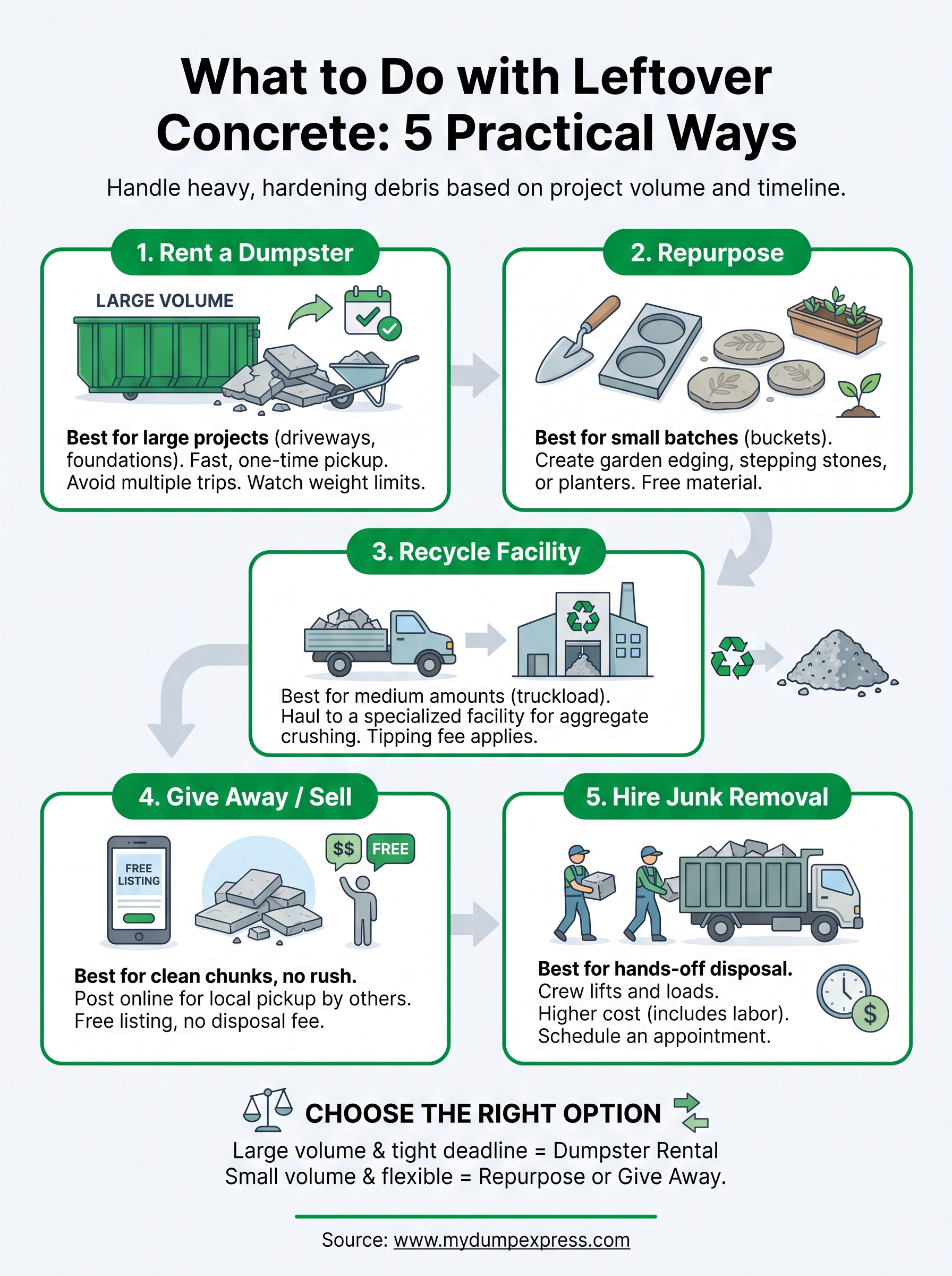 what to do with leftover concrete infographic