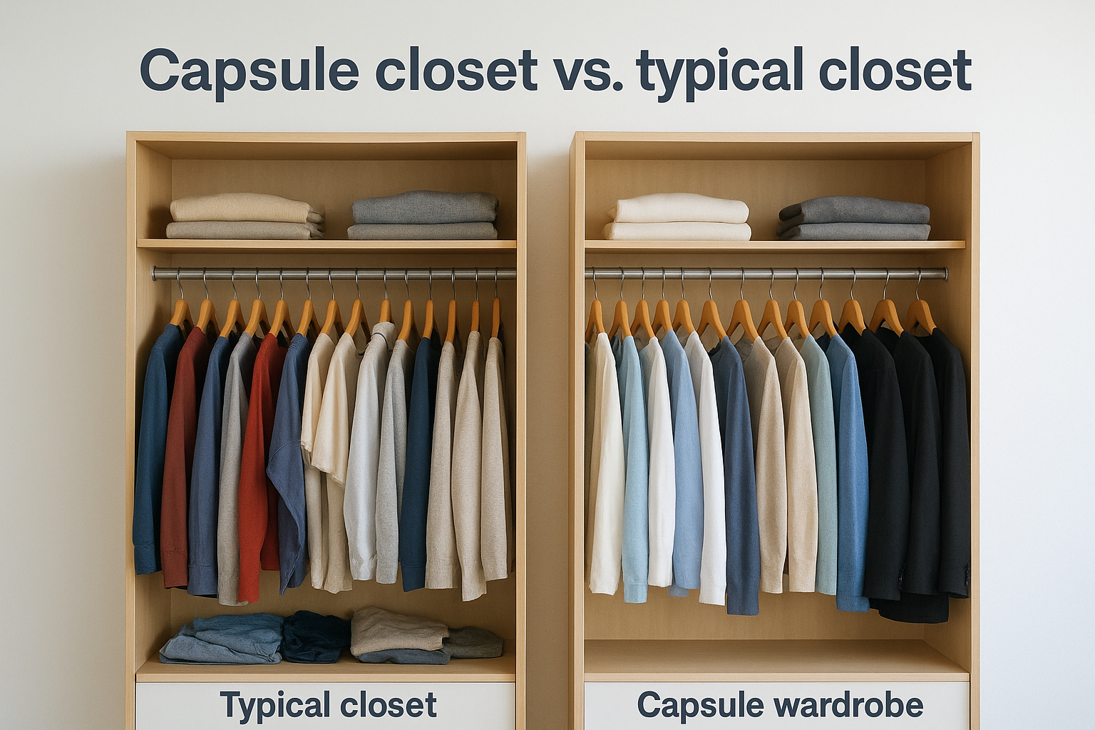 Capsule closet vs. typical closet
