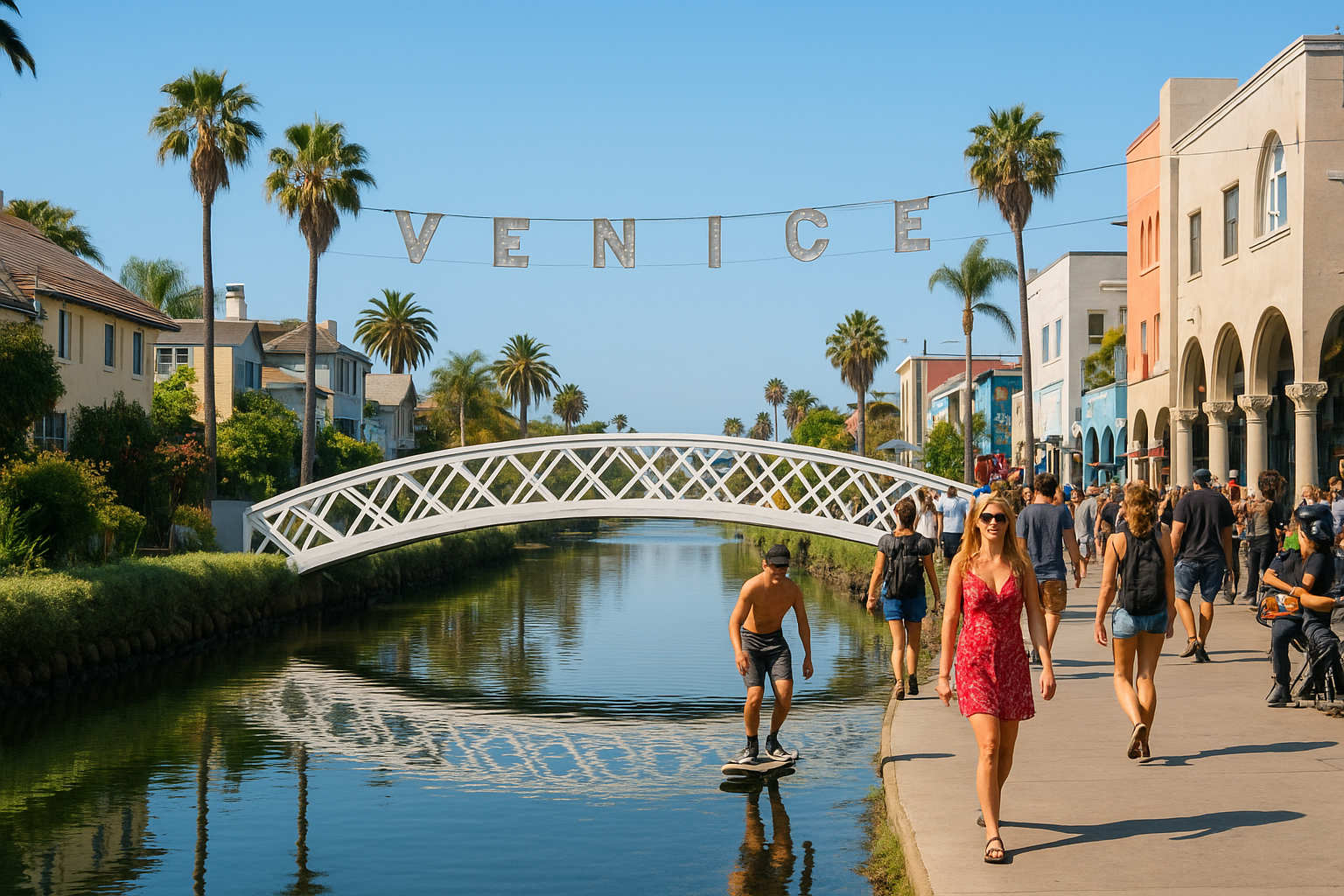 5. Venice canals and Venice Beach boardwalk