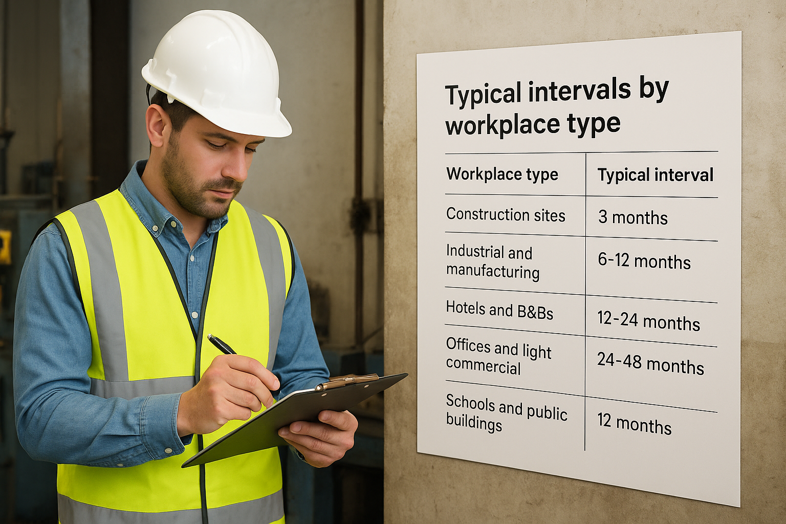 Typical intervals by workplace type