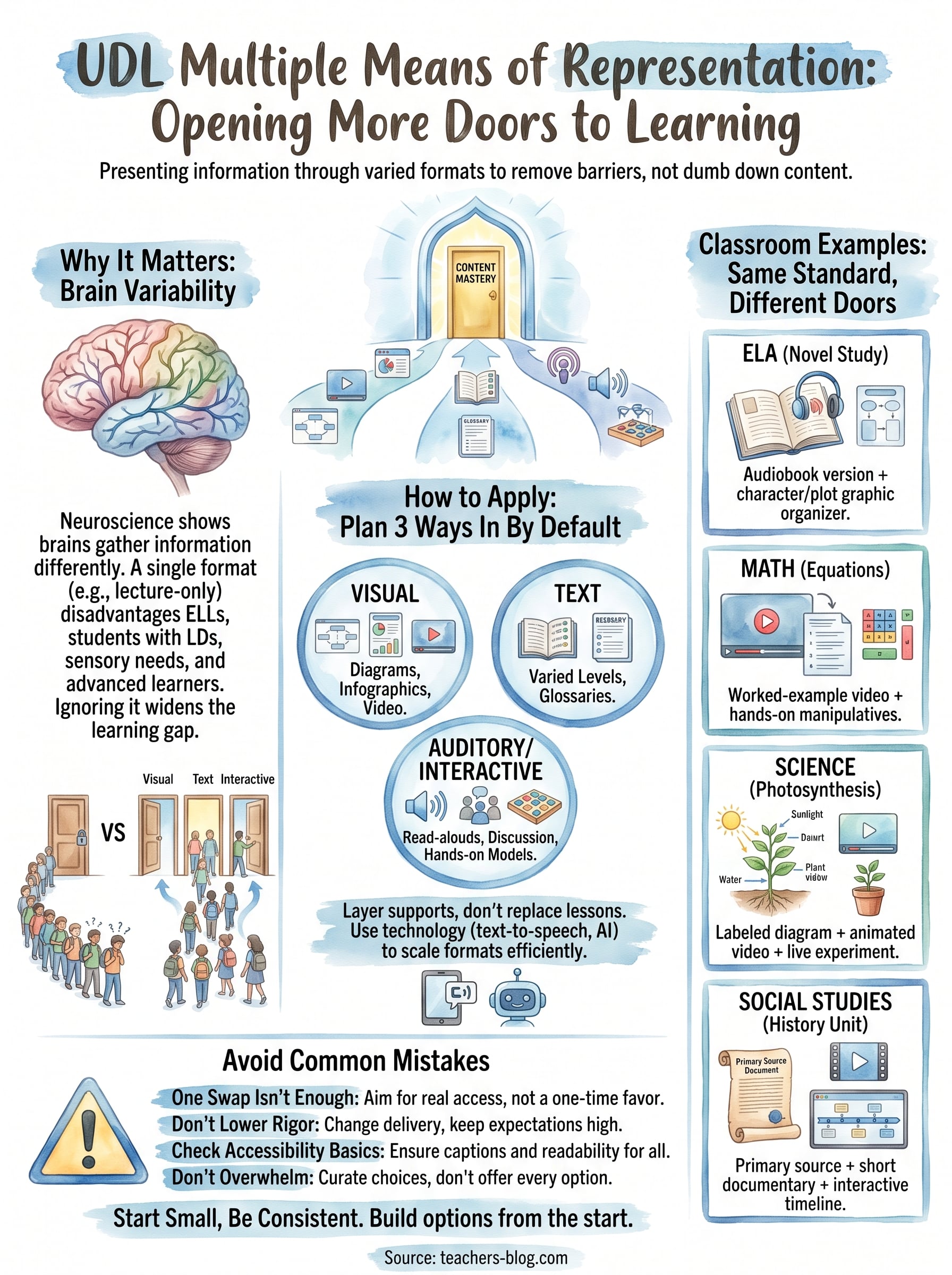 udl multiple means of representation infographic