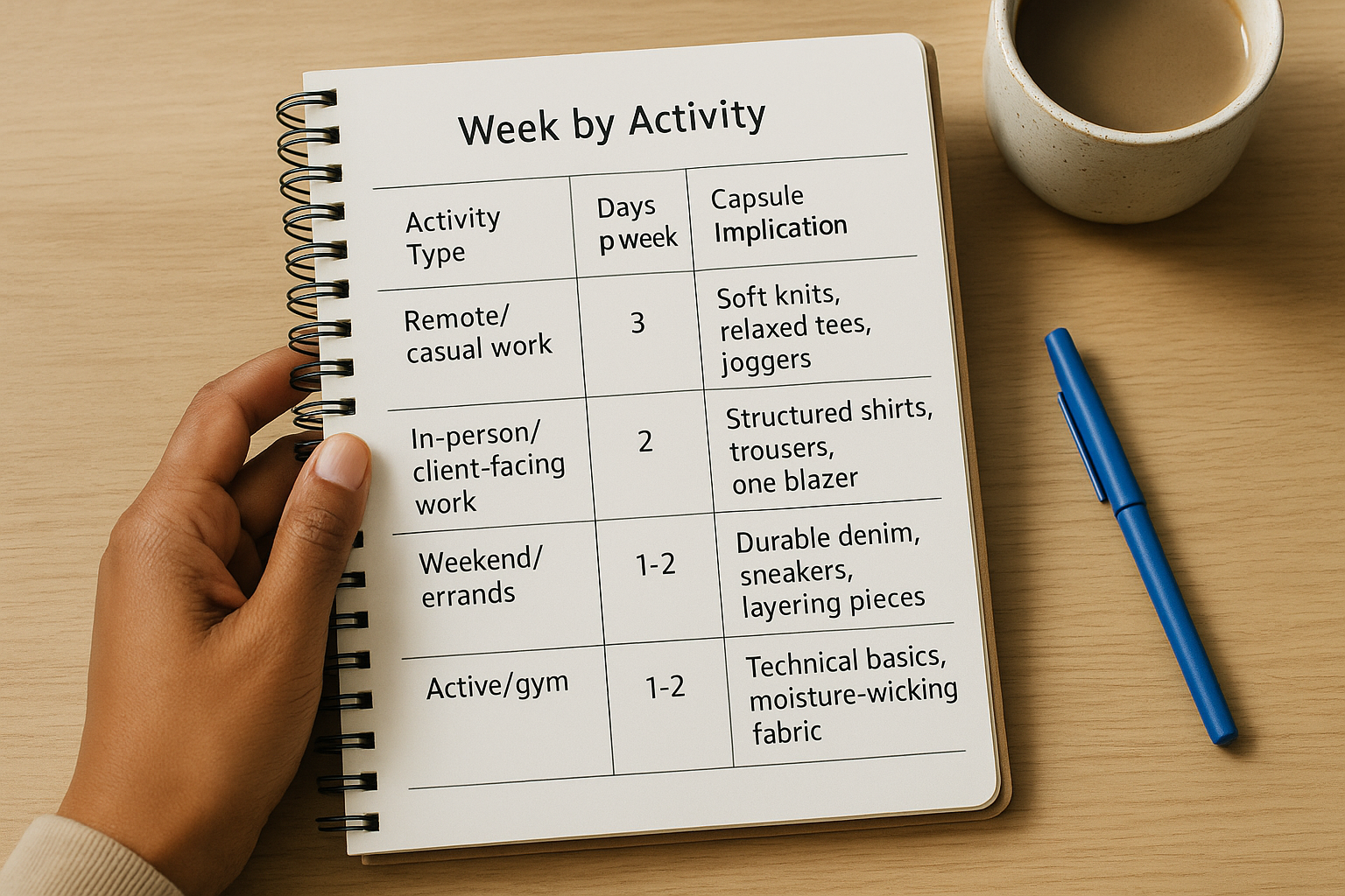 Map your week by activity, not by wish