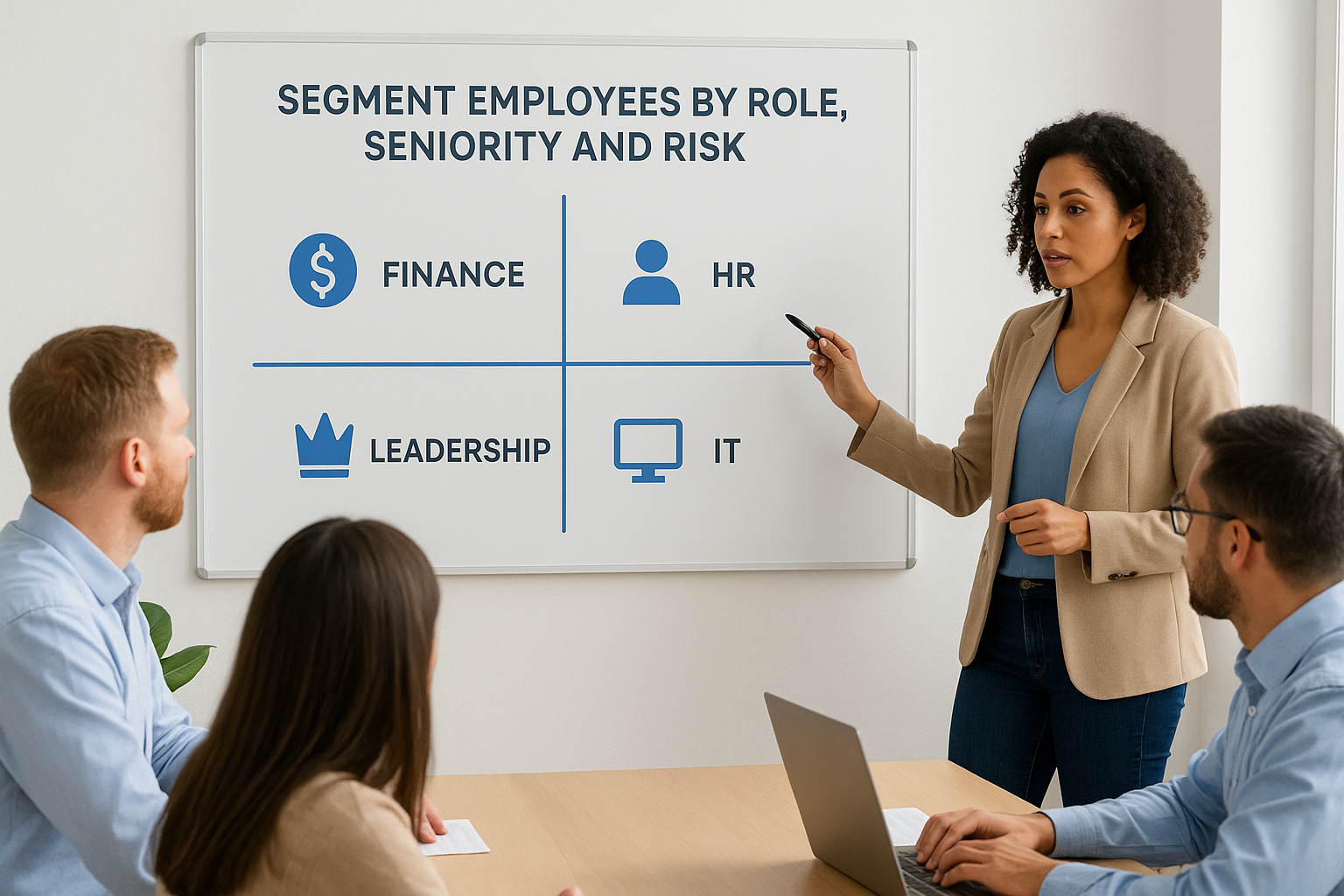 4. Segment employees by role, seniority and risk