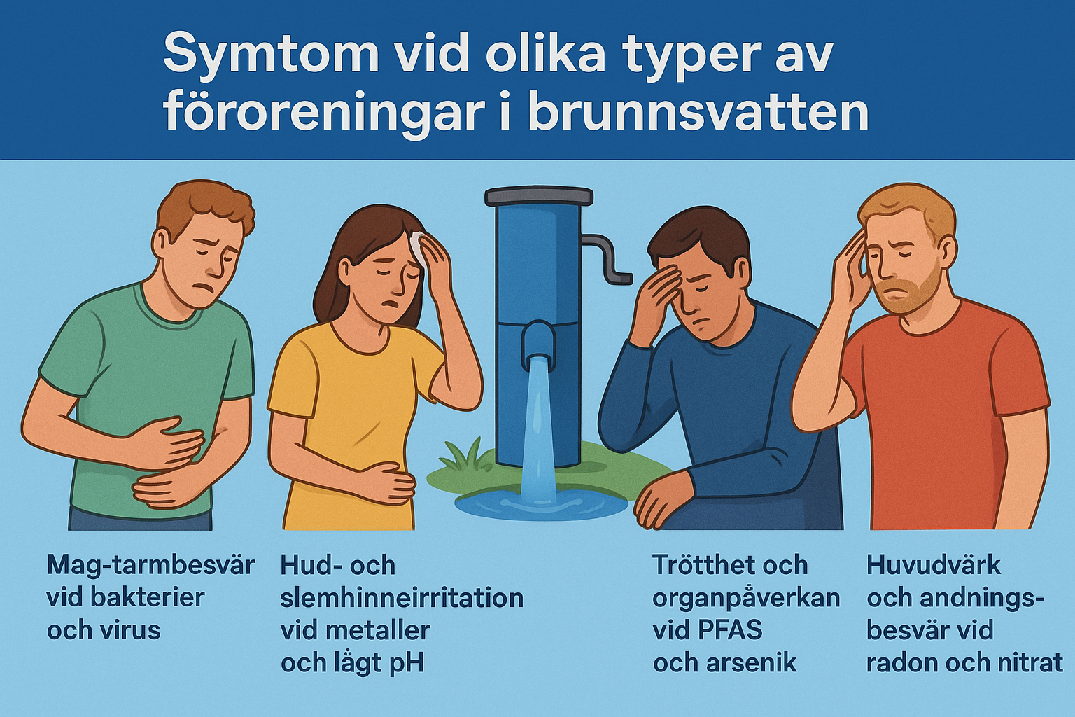 Symtom vid olika typer av föroreningar i brunnsvatten