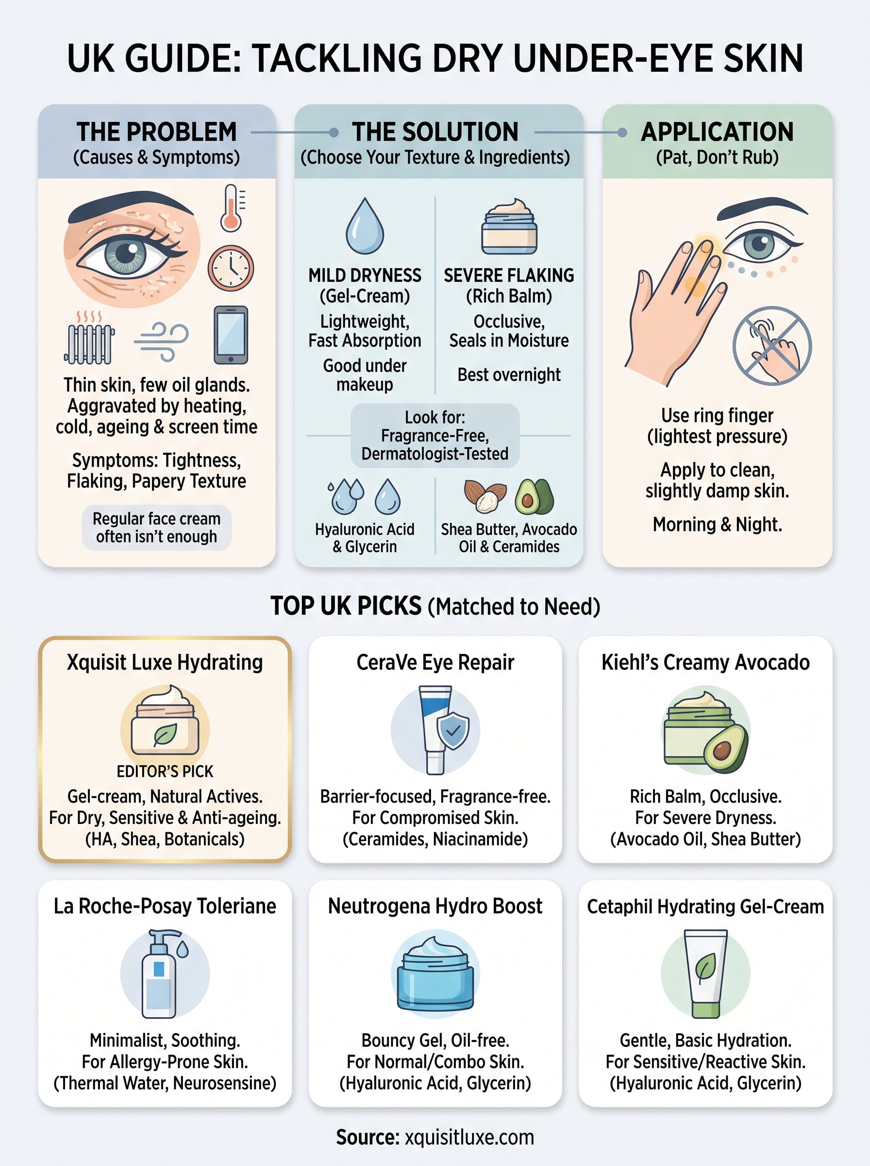 under eye cream for dry skin infographic