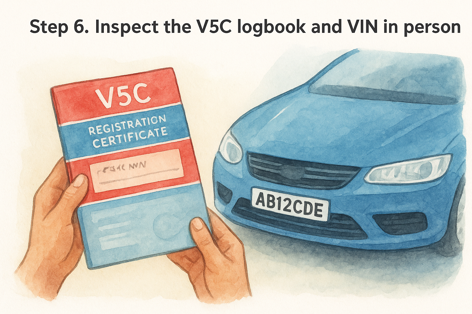 Step 6. Inspect the V5C logbook and VIN in person