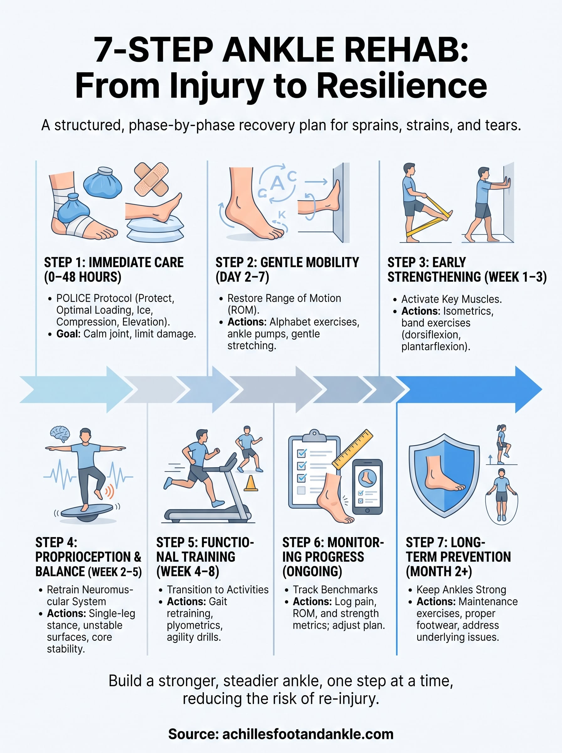 rehabilitation for ankle injury infographic