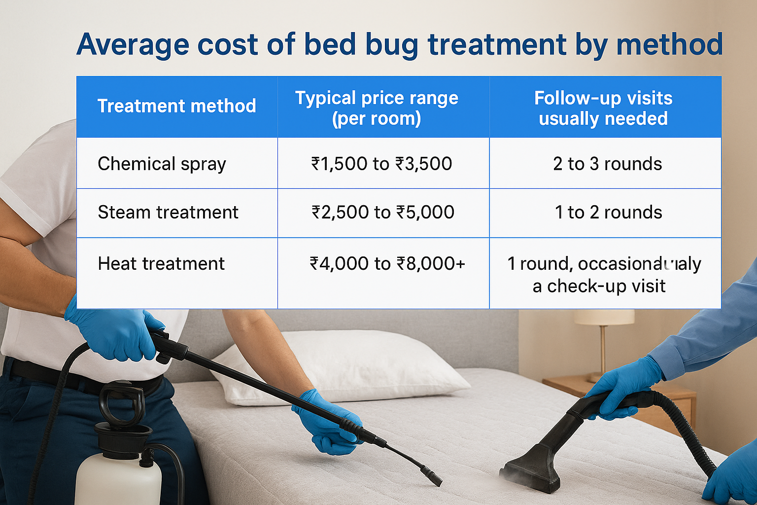 Cost of Bed Bug Pest Control: What You'll Actually Pay in India 2 Average cost of bed bug treatment by method