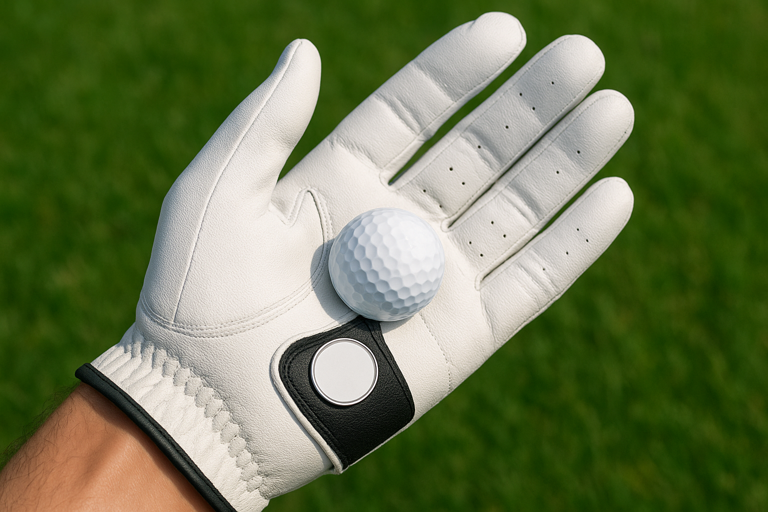 1. FootJoy WeatherSof glove with ball marker