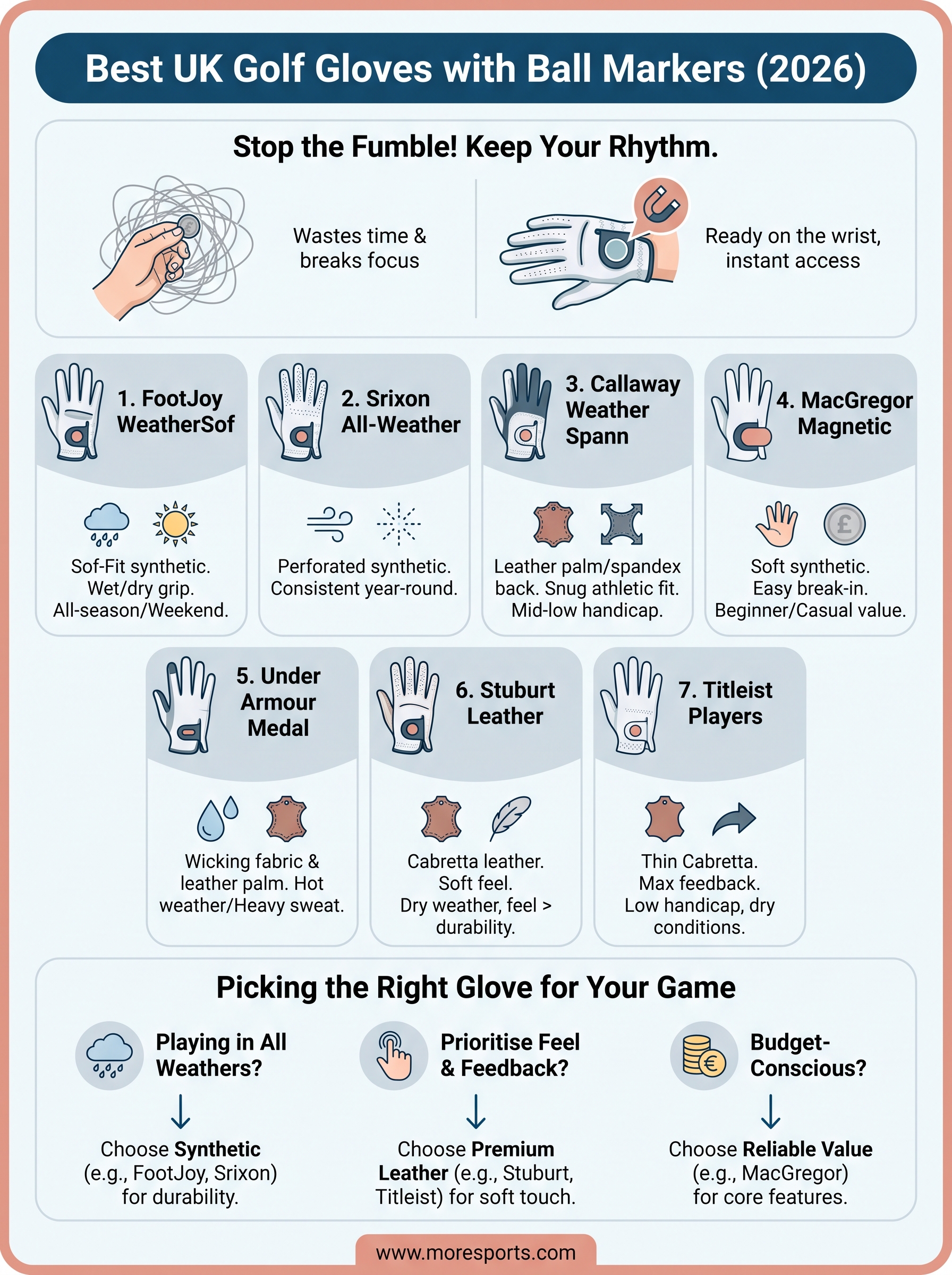 golf gloves with ball marker infographic