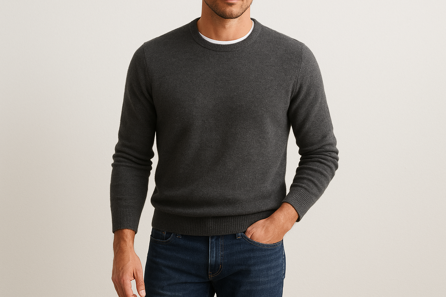 4. A well-fitted crewneck sweater