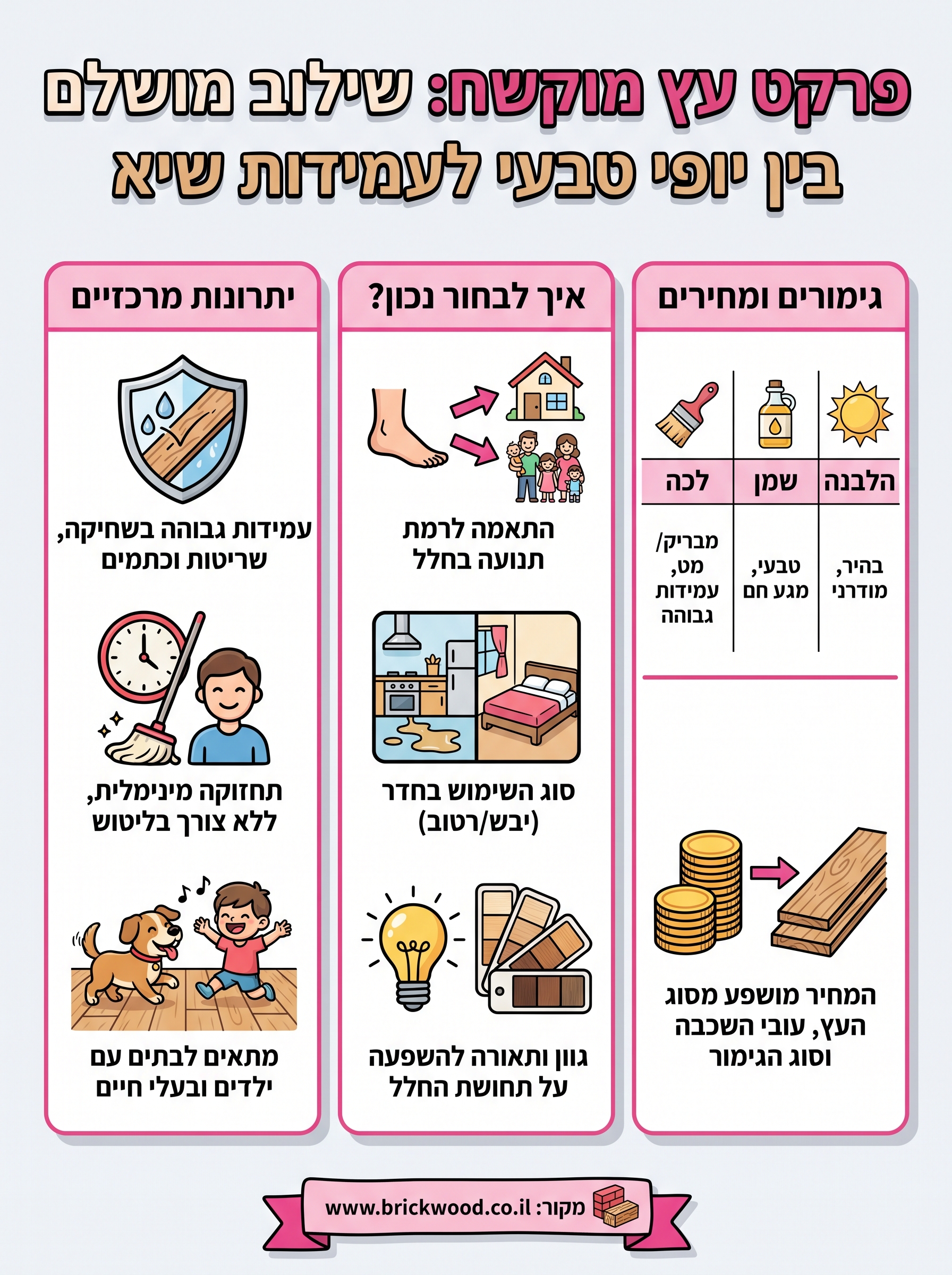 פרקט עץ מוקשח infographic