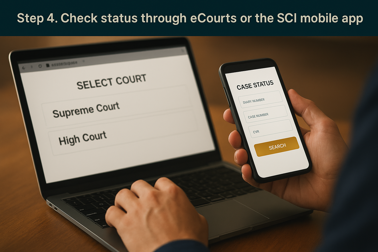 Step 4. Check status through eCourts or the SCI mobile app