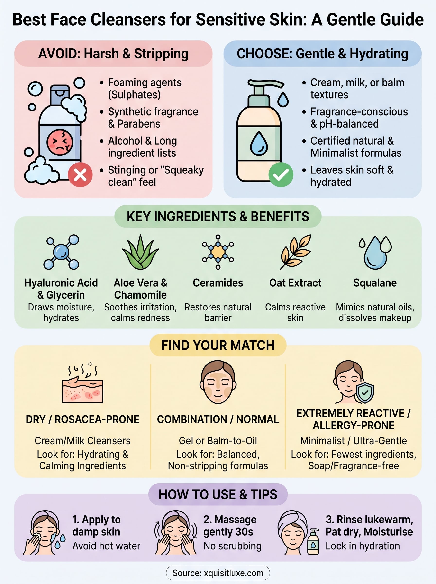 best face cleanser for sensitive skin infographic