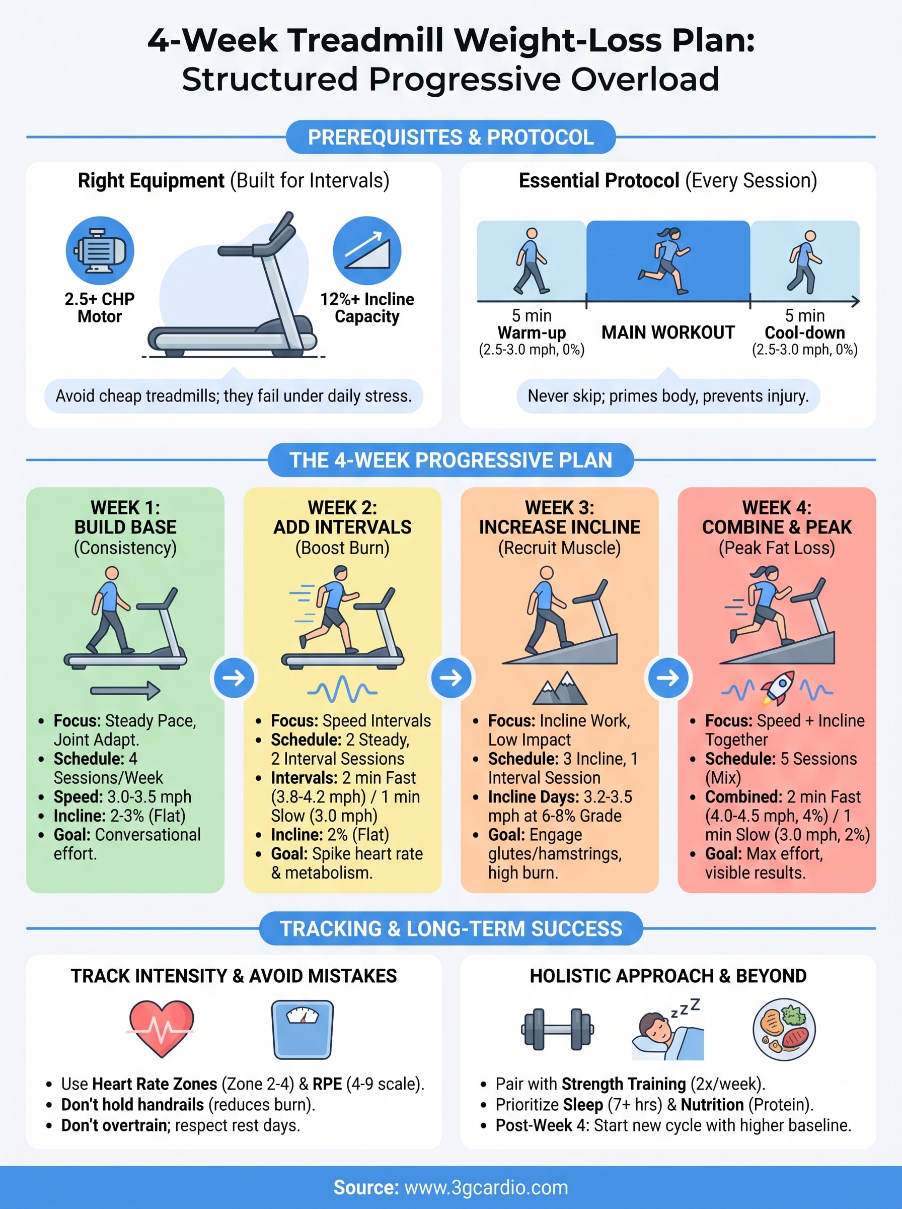 treadmill workout plan for weight loss infographic