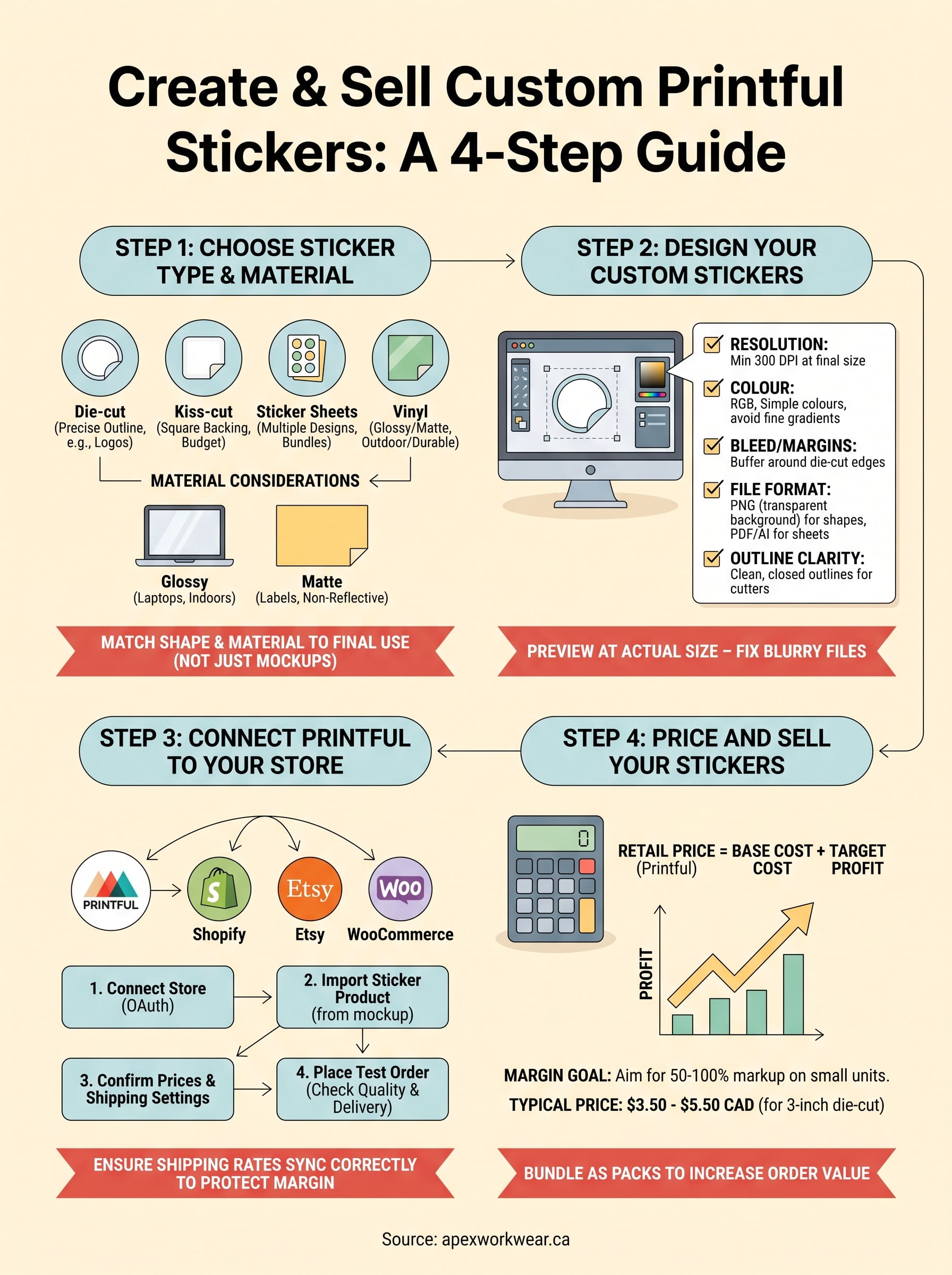 printful stickers infographic