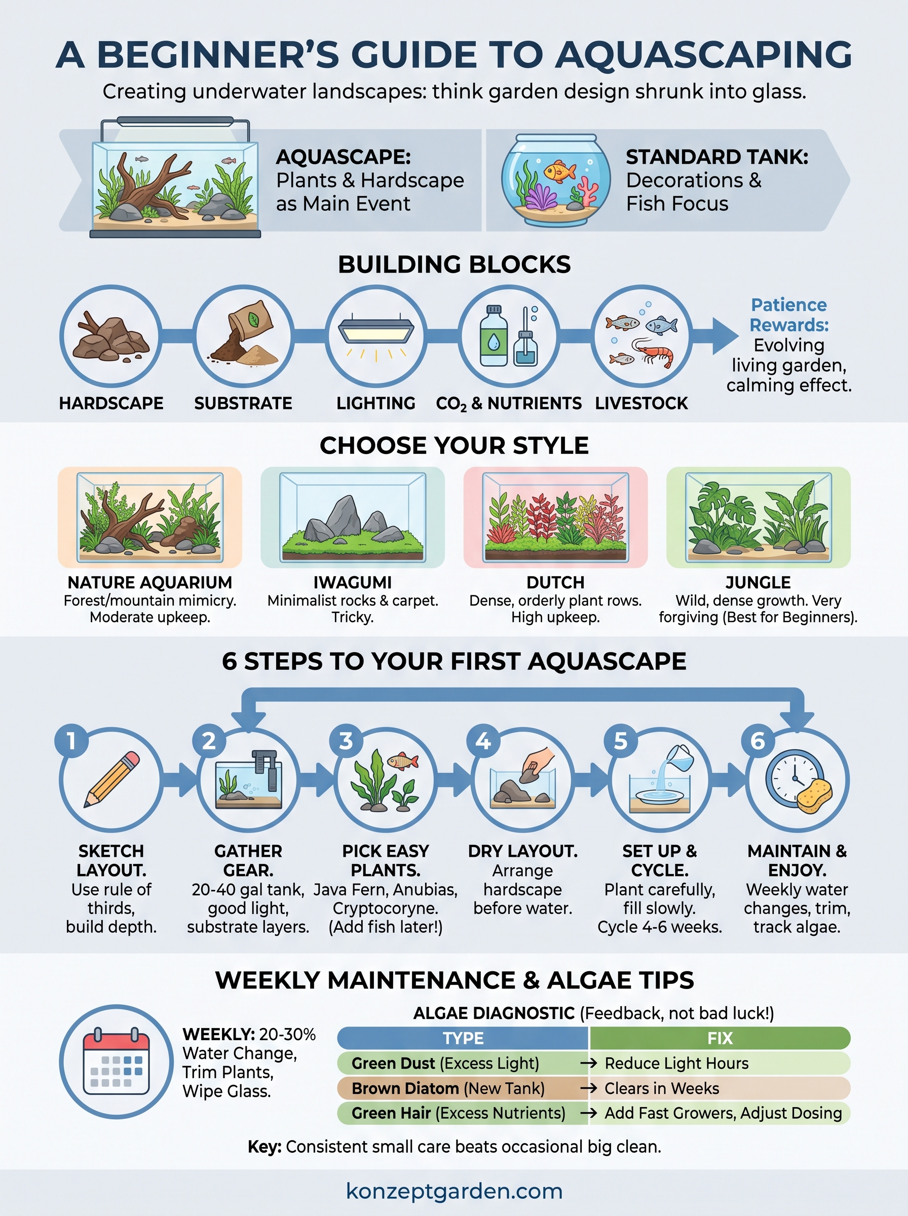 aquascaping for beginners infographic