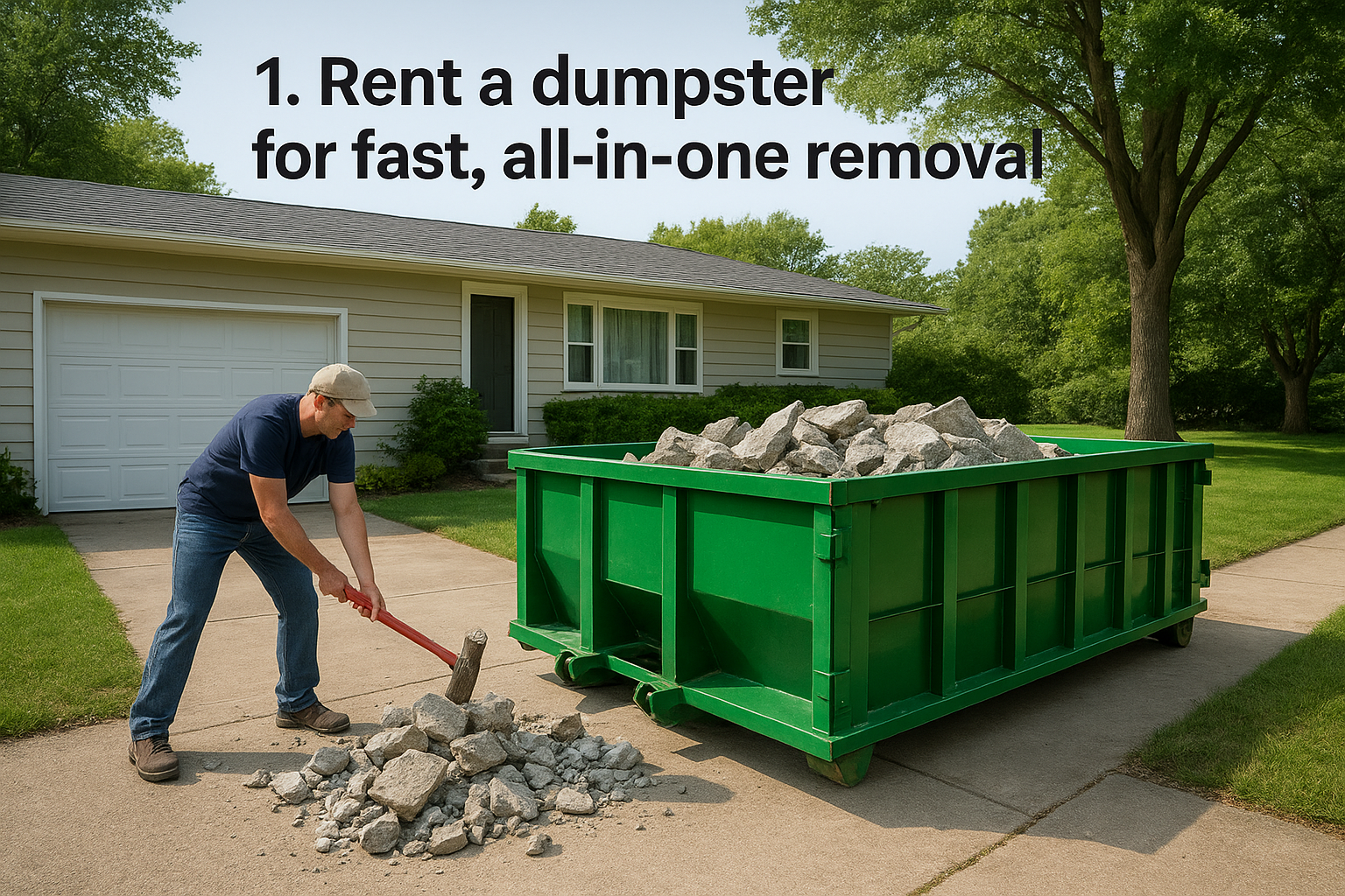 1. Rent a dumpster for fast, all-in-one removal