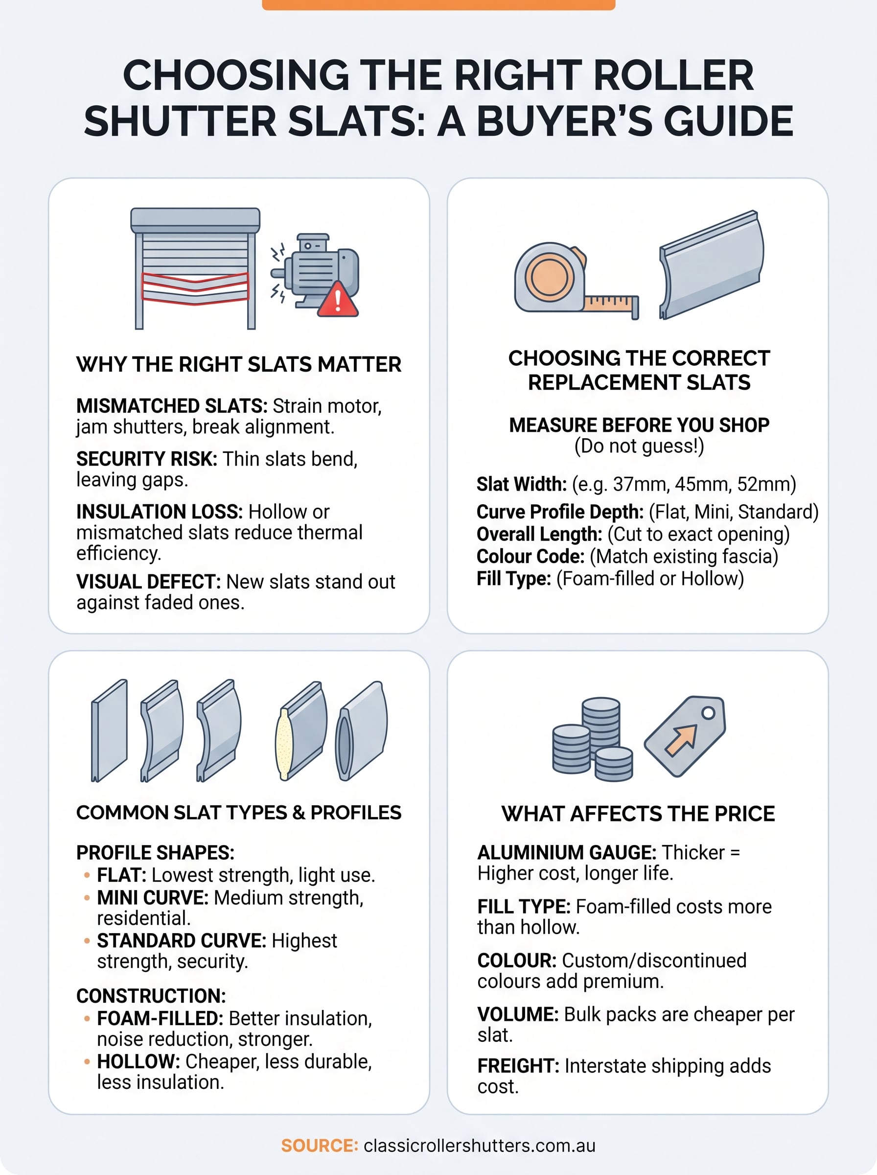 roller shutter slats for sale infographic