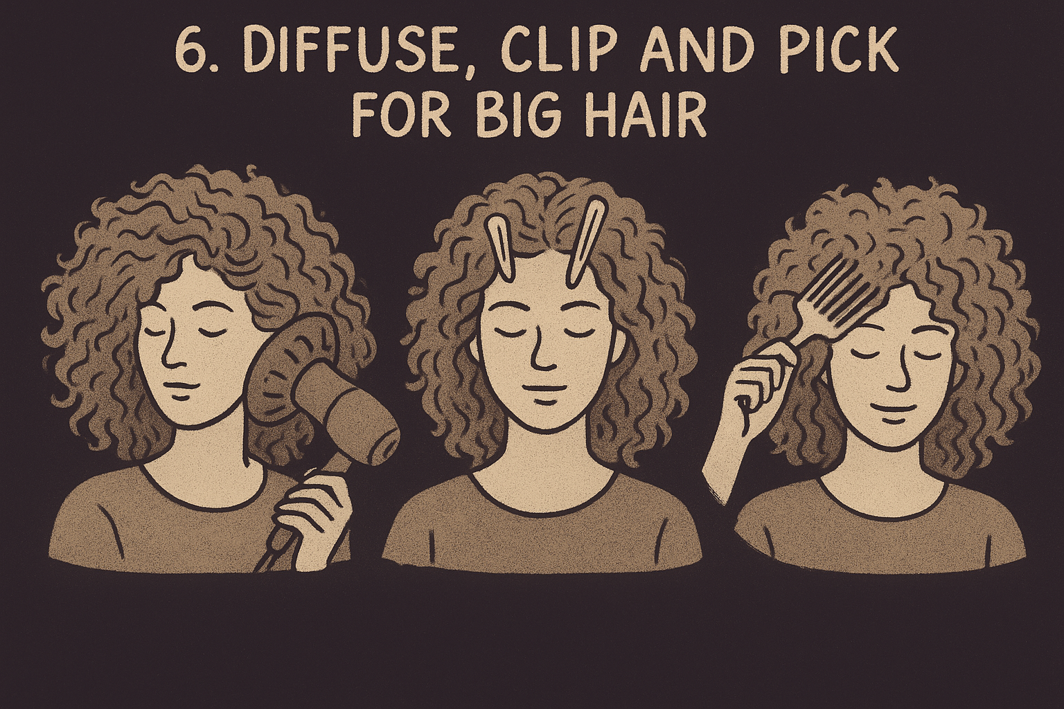 5. Diffuse, clip and pick for big hair