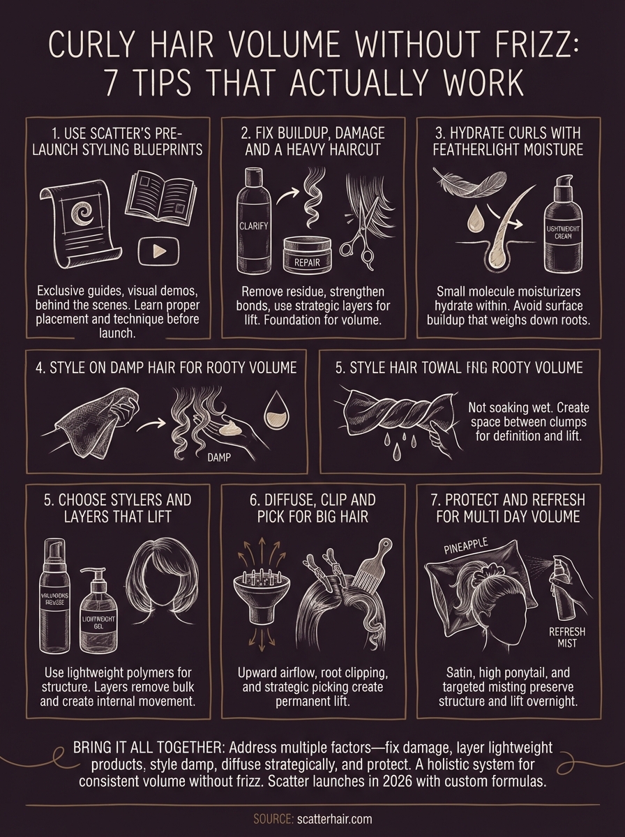 curly hair volume without frizz infographic