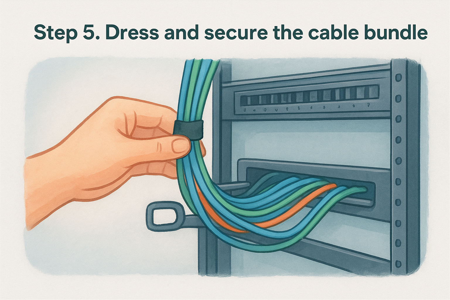 Step 5. Dress and secure the cable bundle