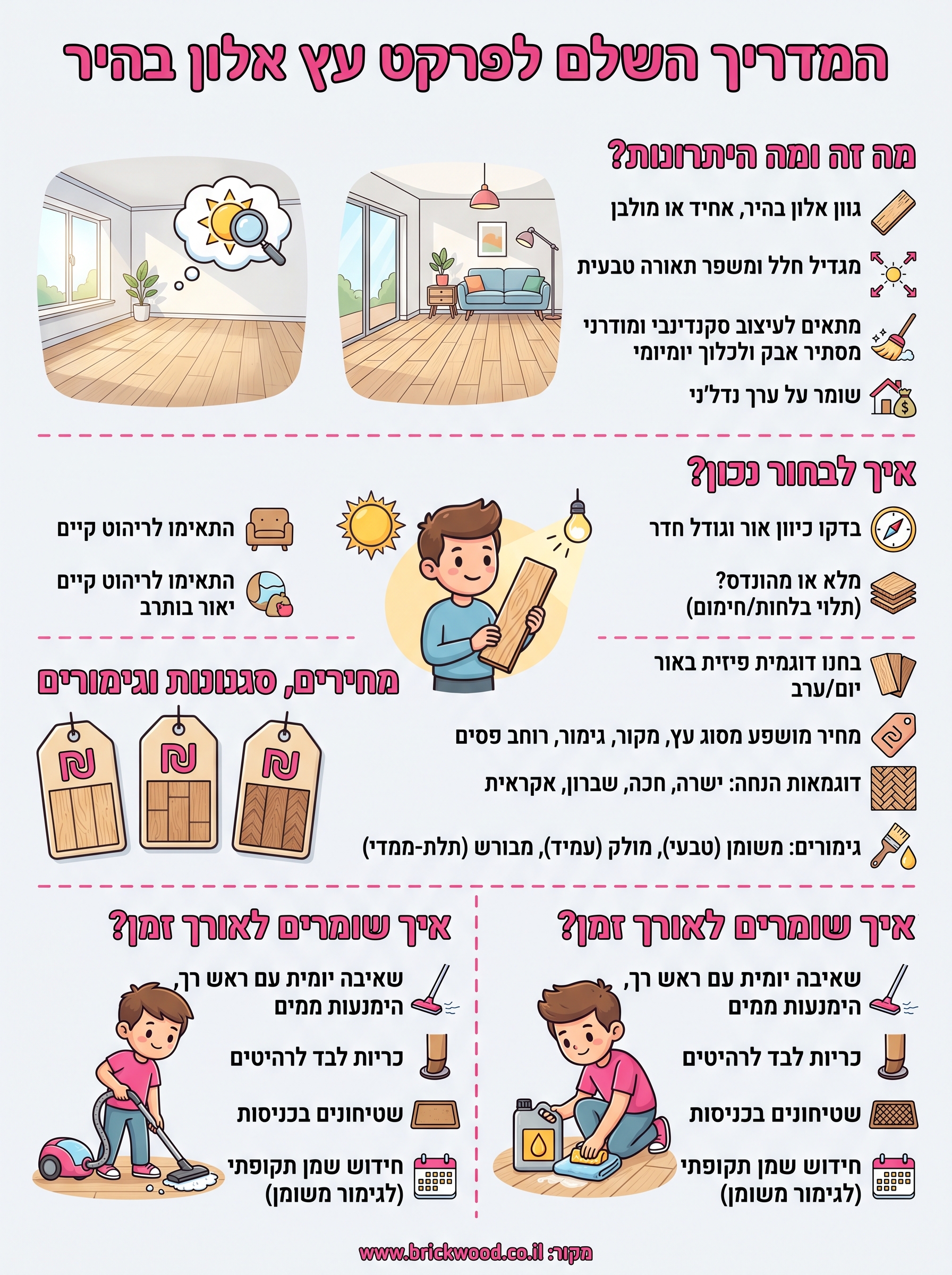פרקט עץ אלון בהיר infographic