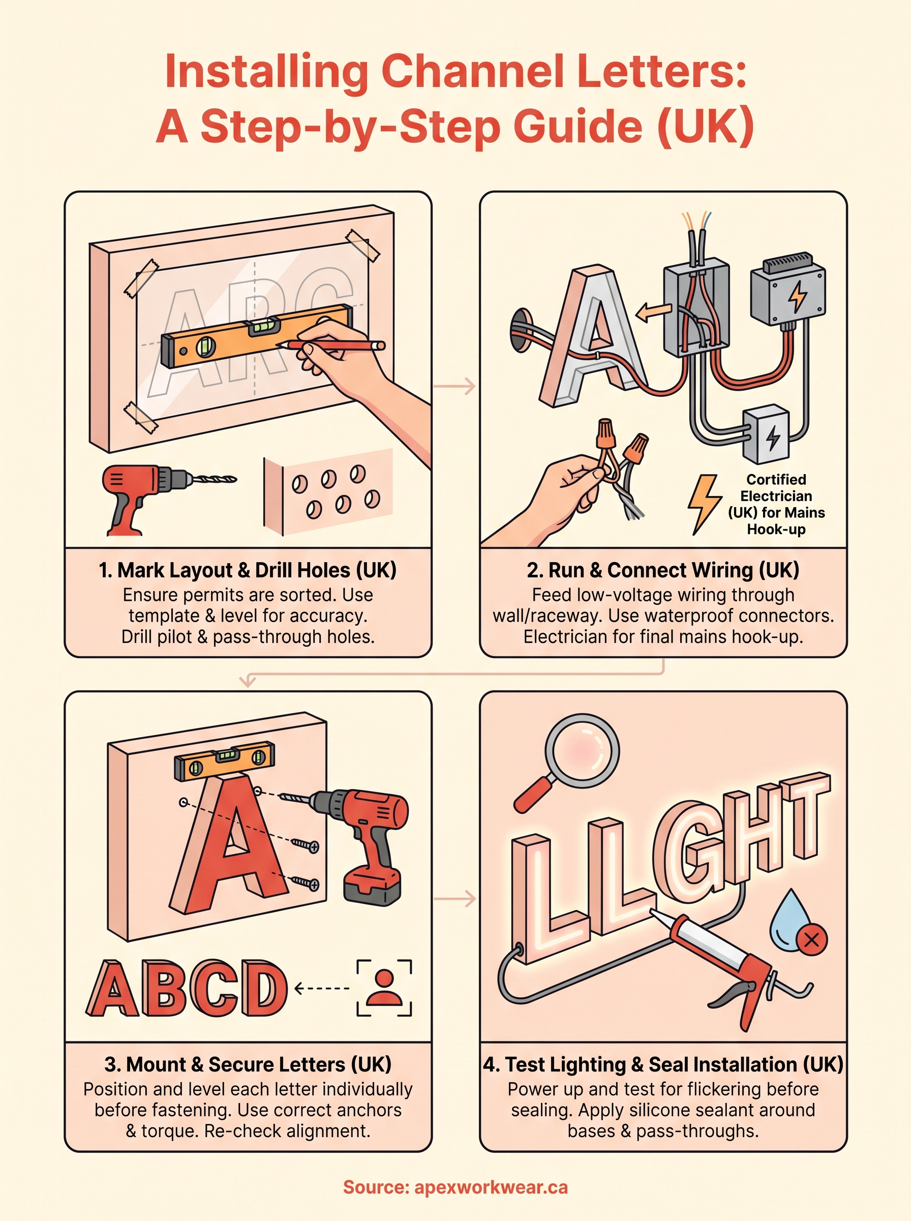 how to install channel letters infographic