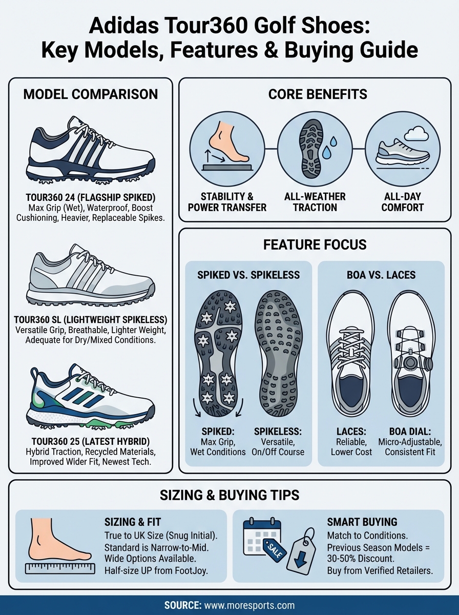 adidas tour360 golf shoes infographic