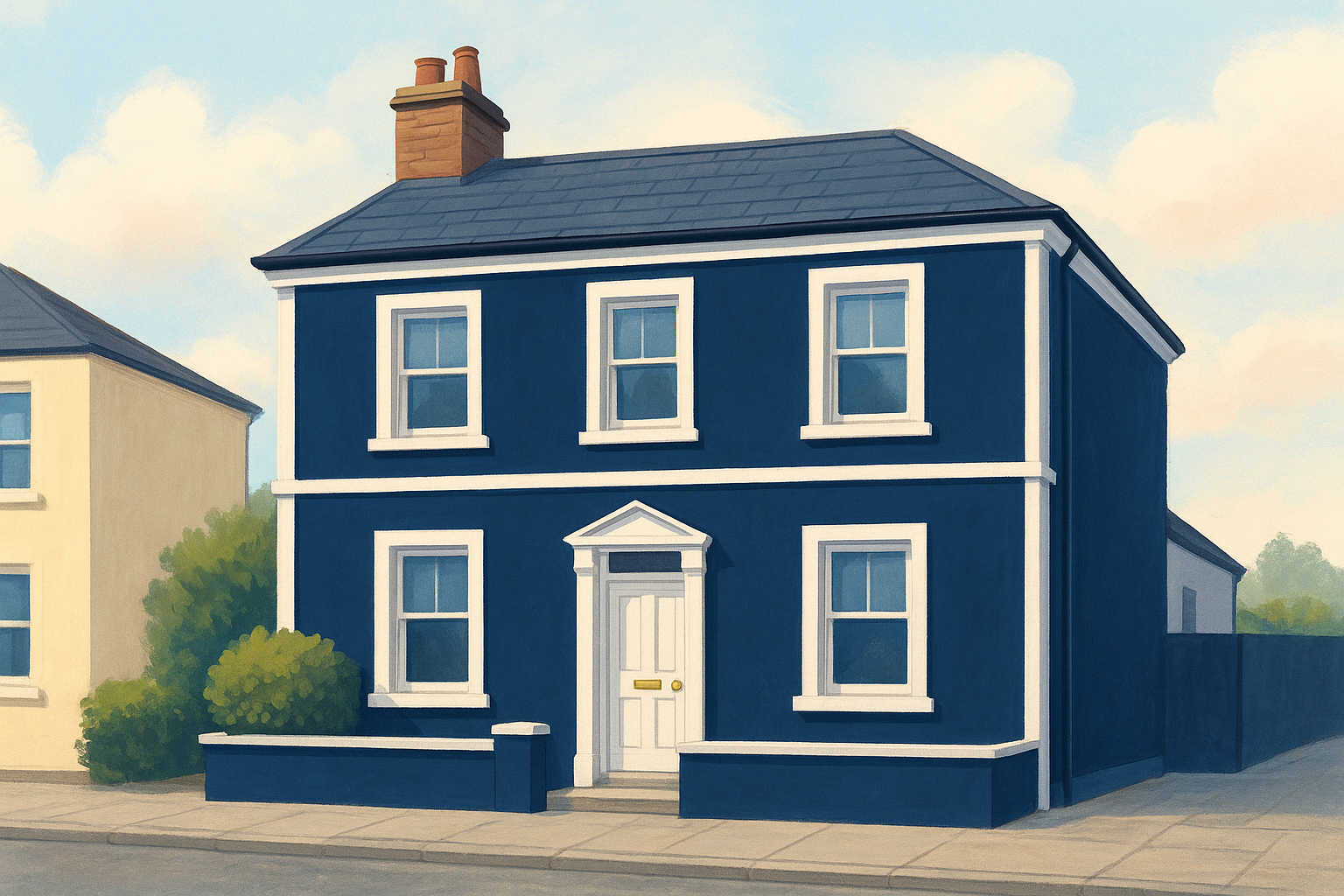 5 Exterior Paint Home Ideas to Boost Your Dublin Curb Appeal 3 3. Bold navy with crisp white trim