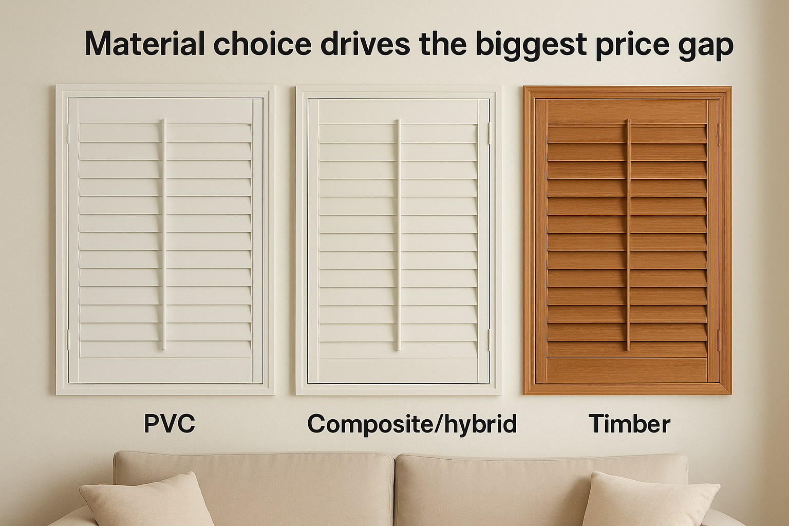 Material choice drives the biggest price gap