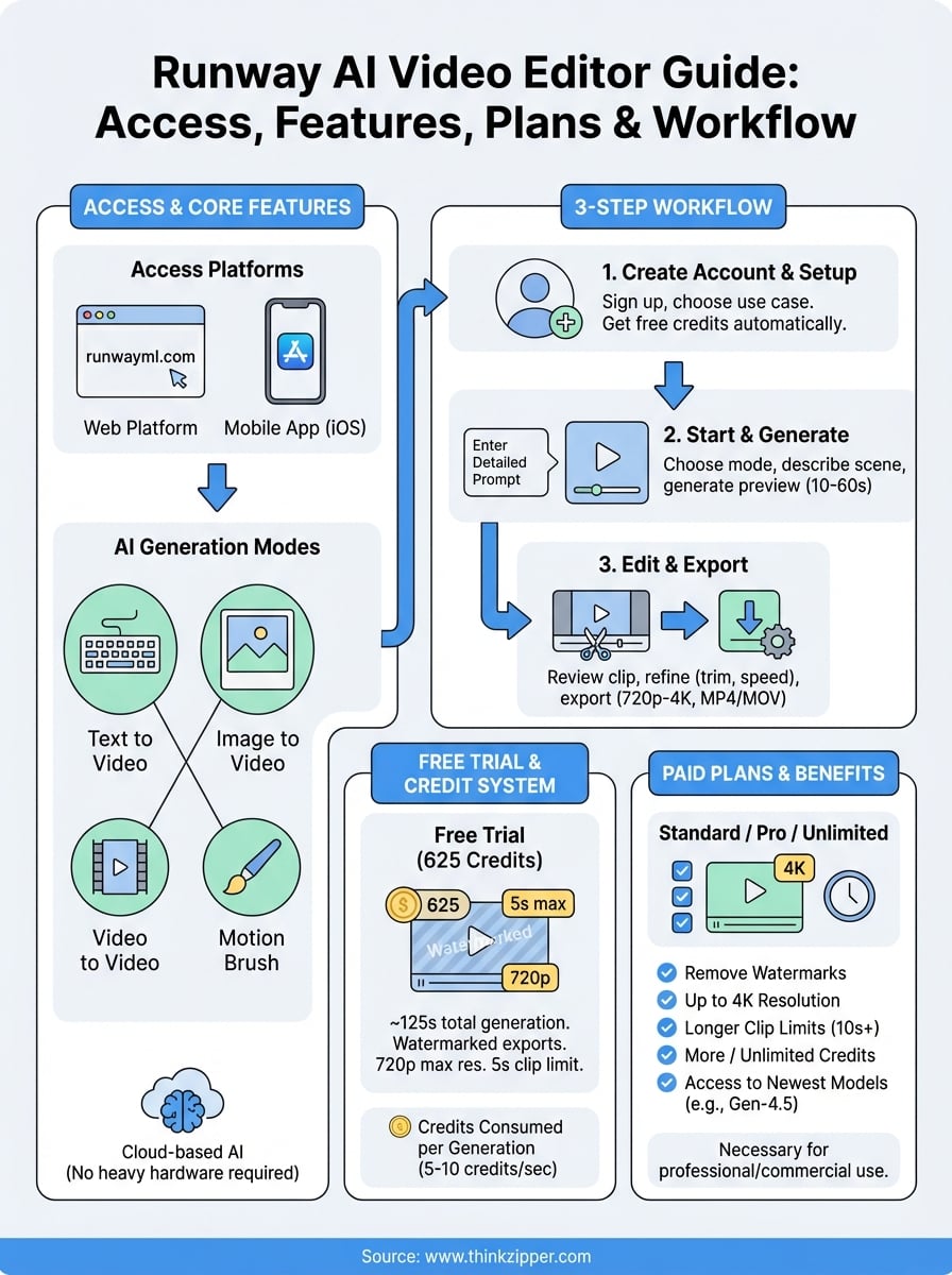 runway ai video editor infographic