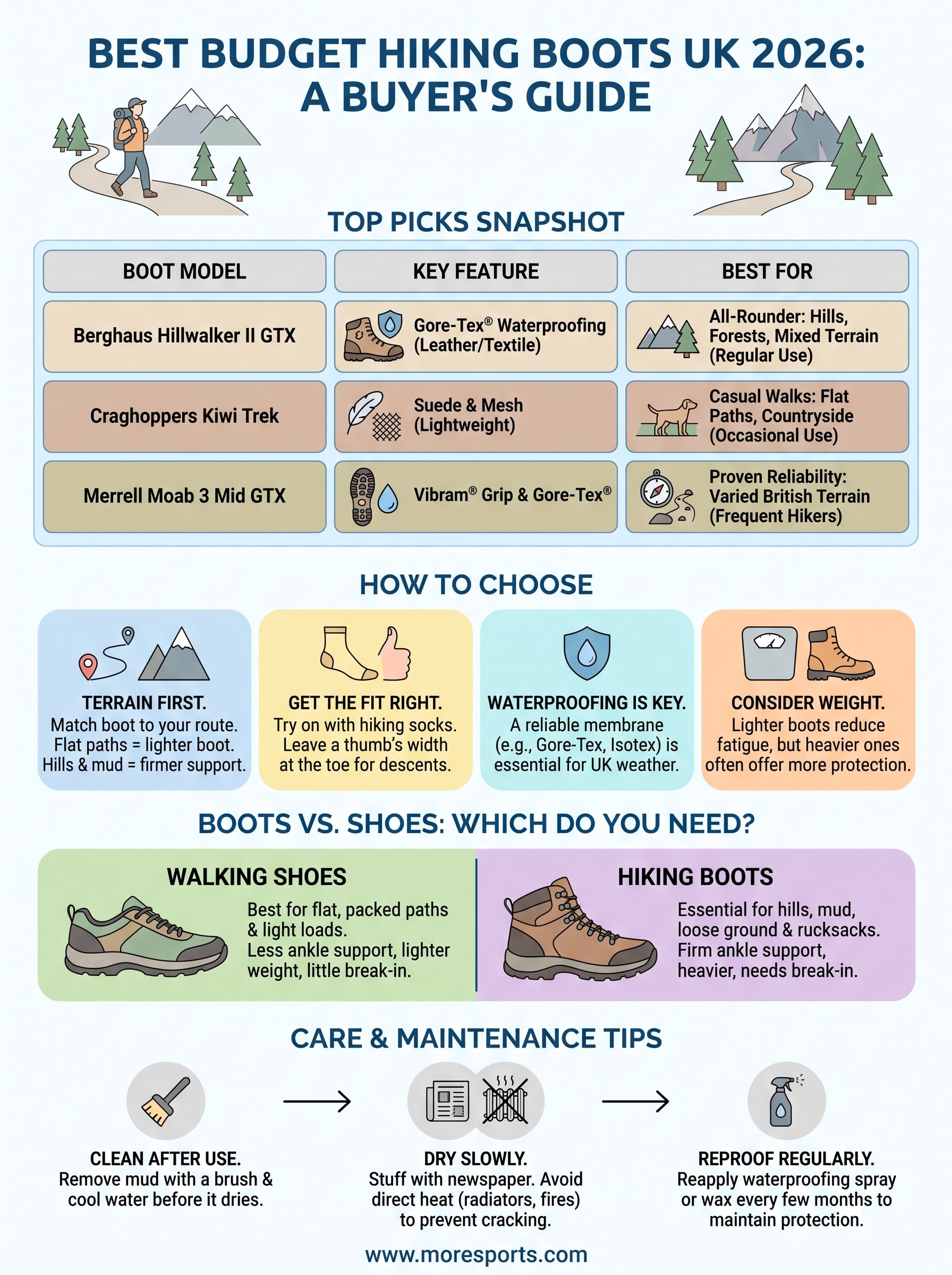 best budget hiking boots uk infographic