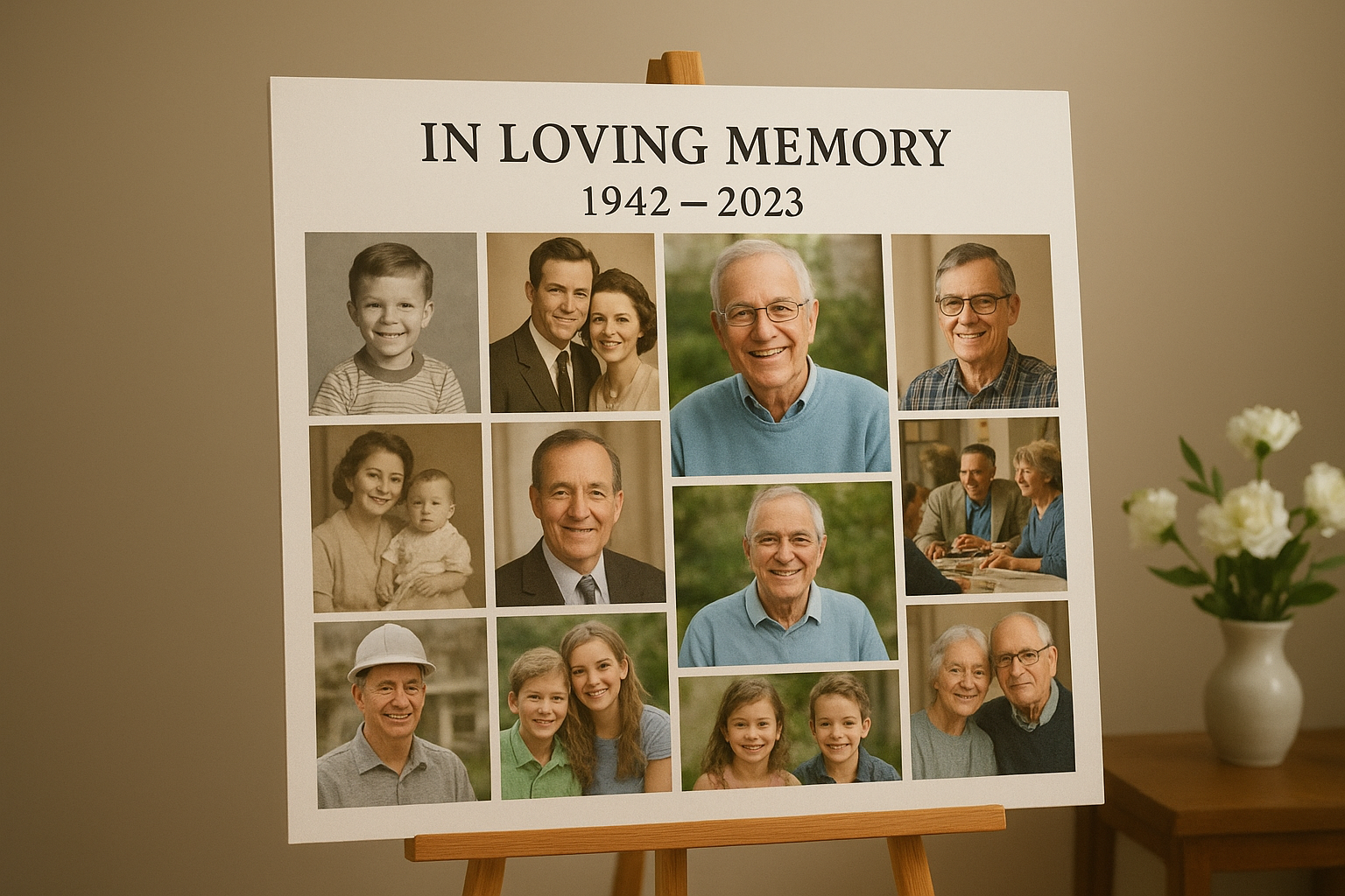 3. Design a funeral photo collage or picture board