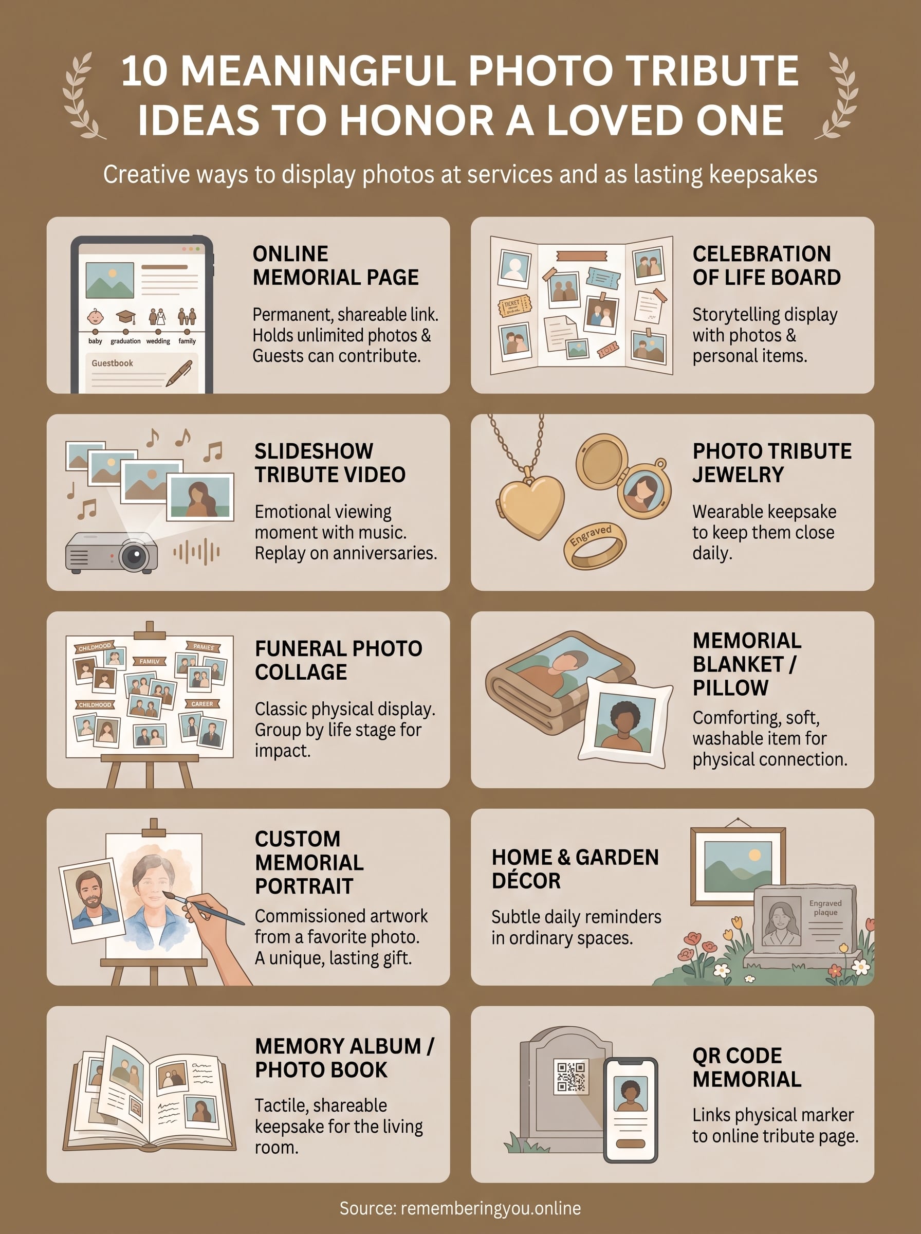 photo tribute ideas infographic