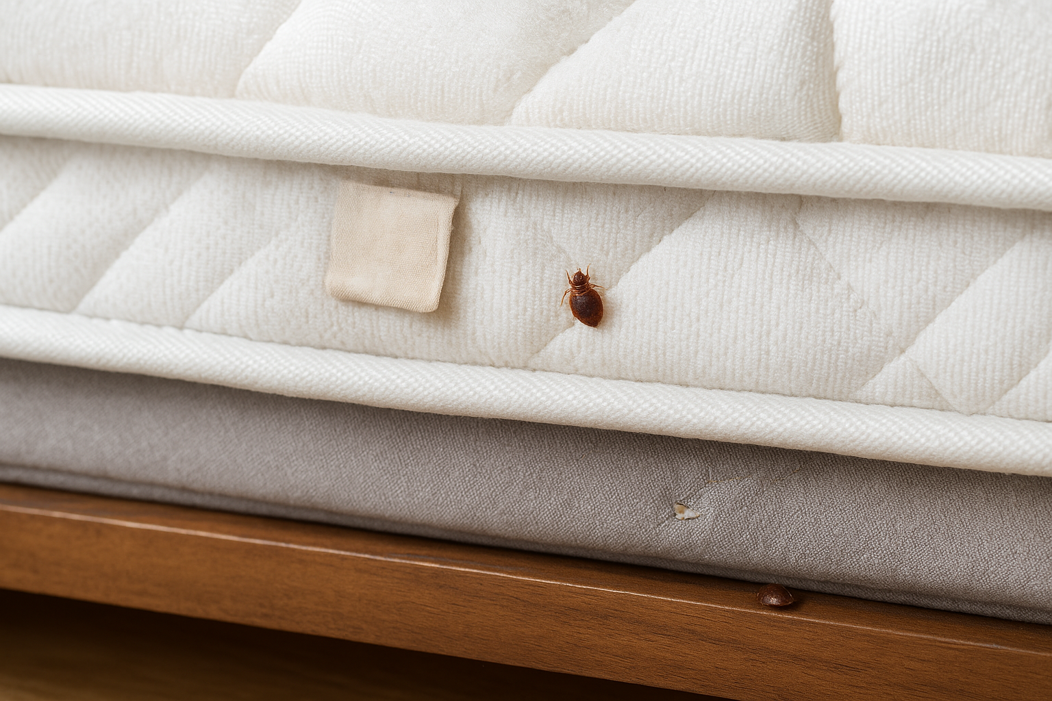 On the mattress and box spring