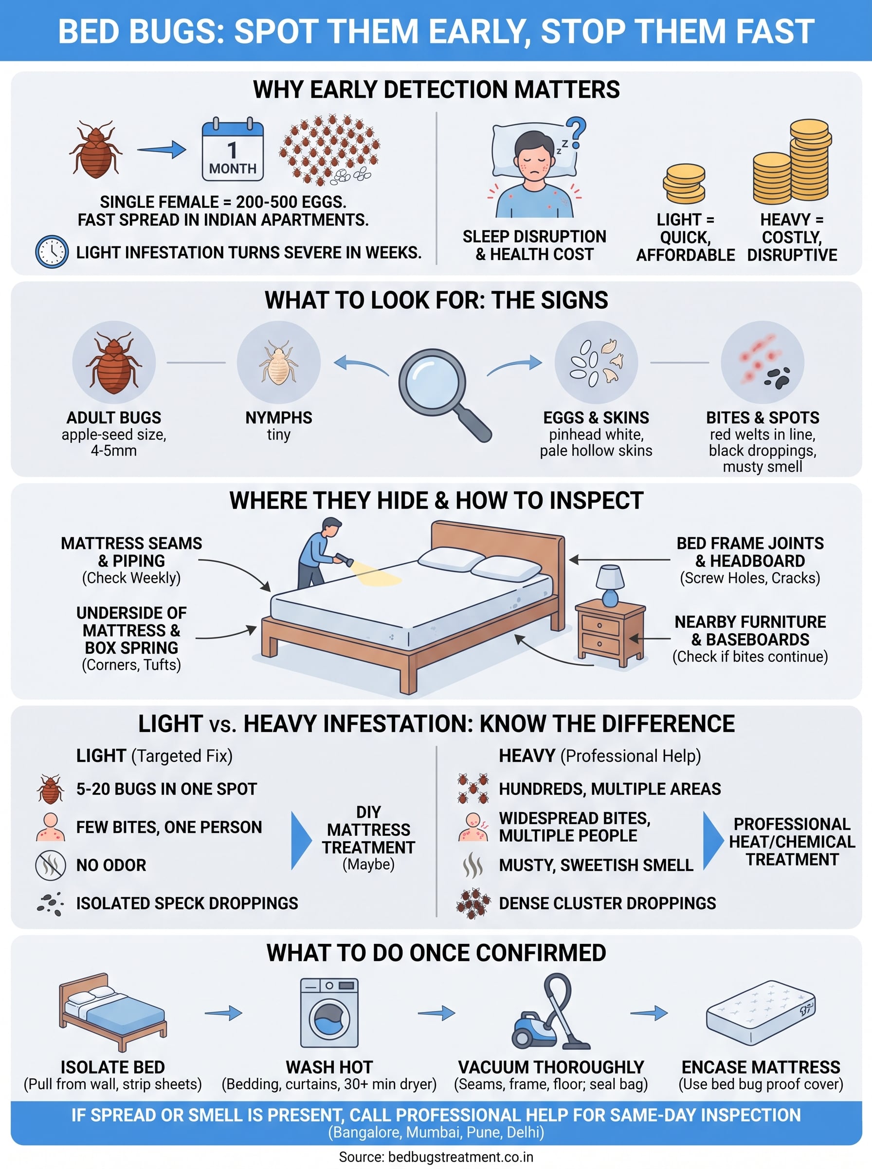 bed bugs on bed infographic
