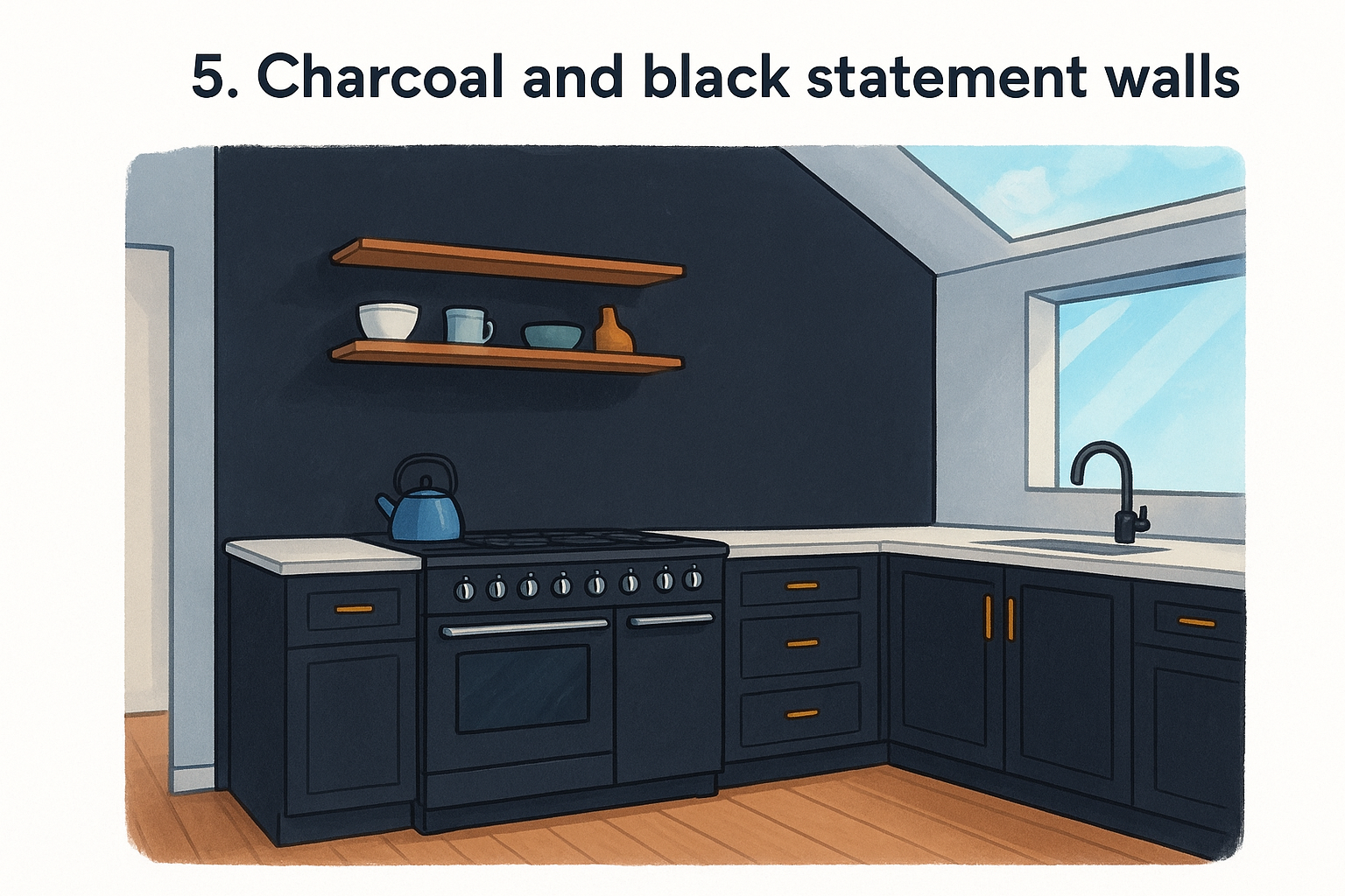 5 Paint Ideas for a Kitchen That Transform Your Dublin Home 4 5. Charcoal and black statement walls