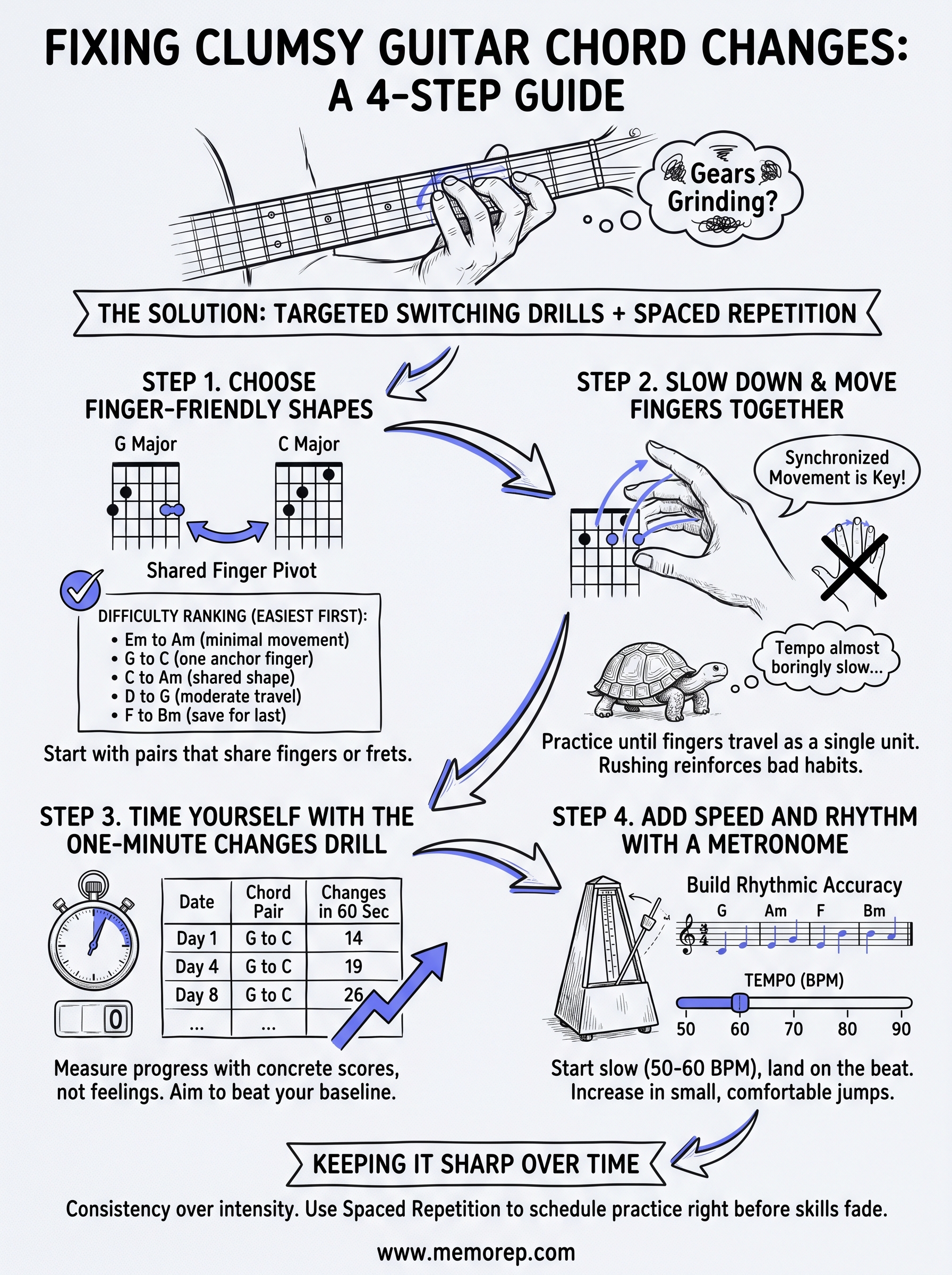guitar chord switching exercises infographic