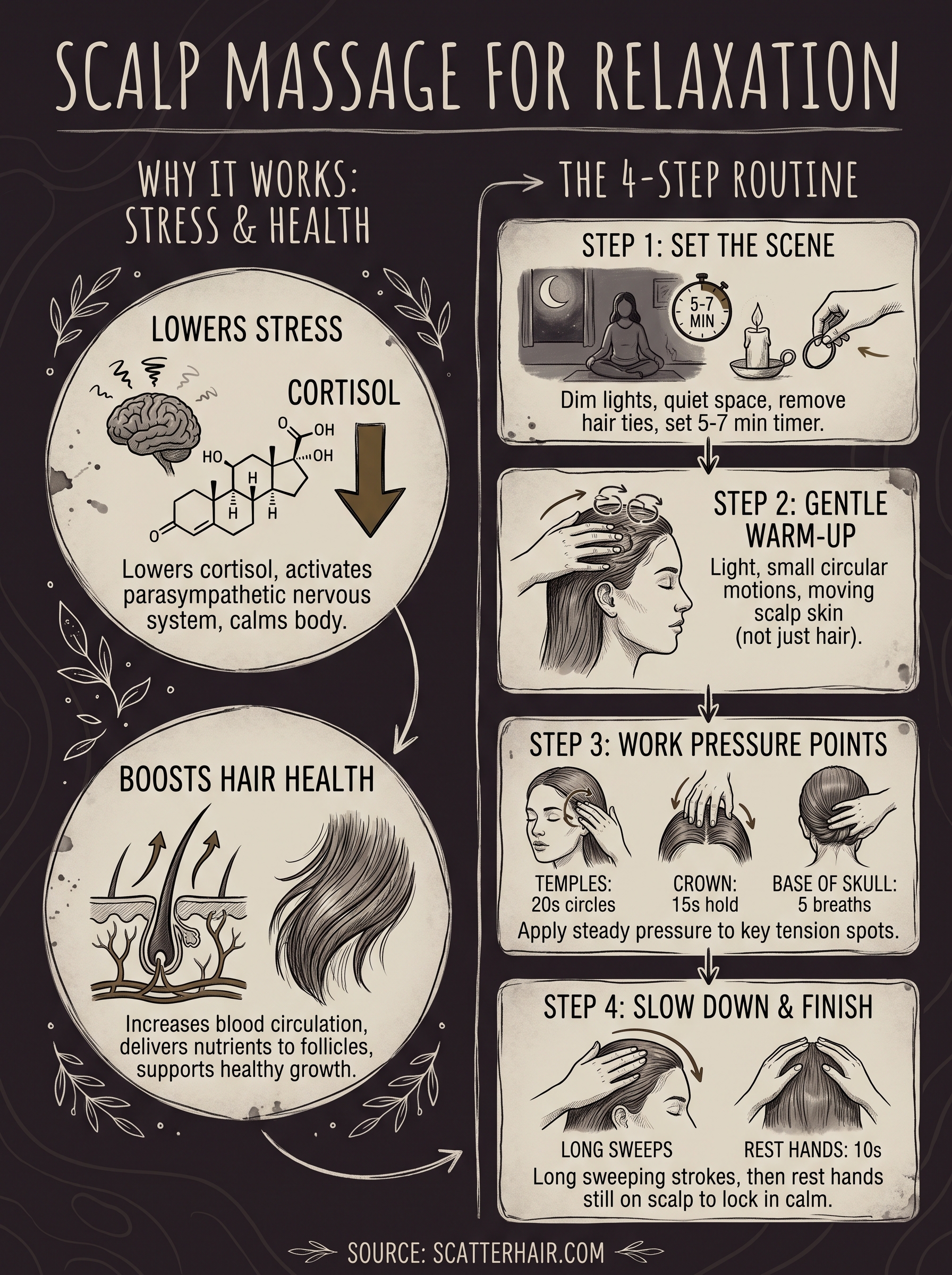 scalp massage for relaxation infographic