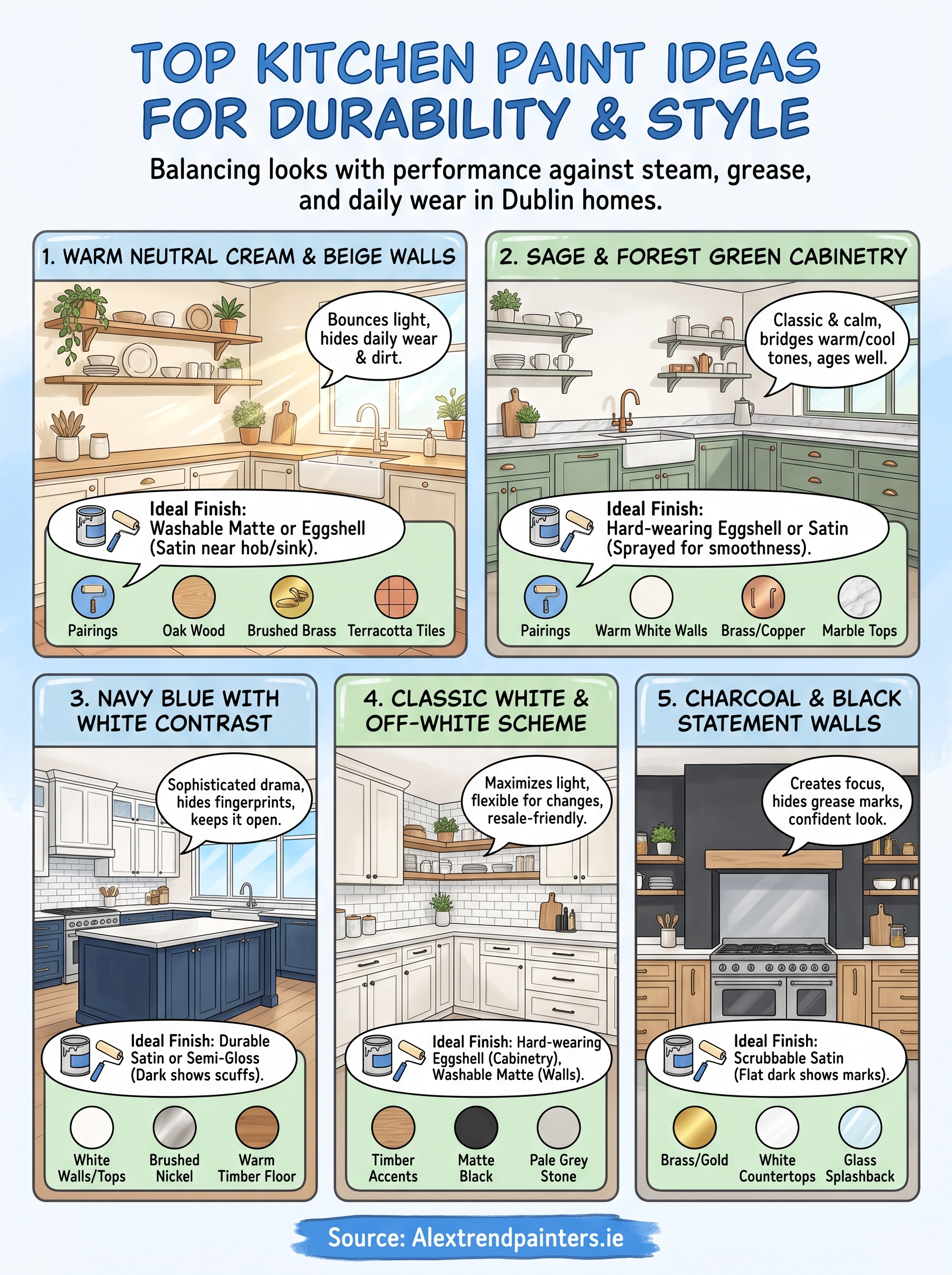 5 Paint Ideas for a Kitchen That Transform Your Dublin Home 5 paint ideas for a kitchen infographic