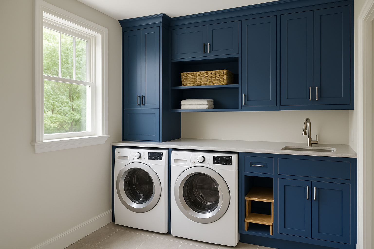 2. Floor-to-ceiling cabinets for maximum storage