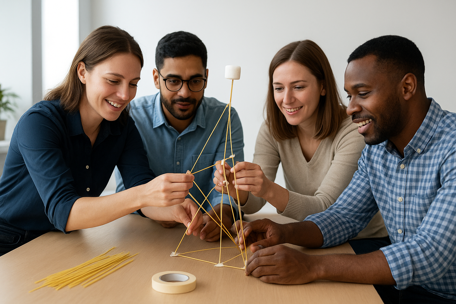 5. The marshmallow and spaghetti tower challenge