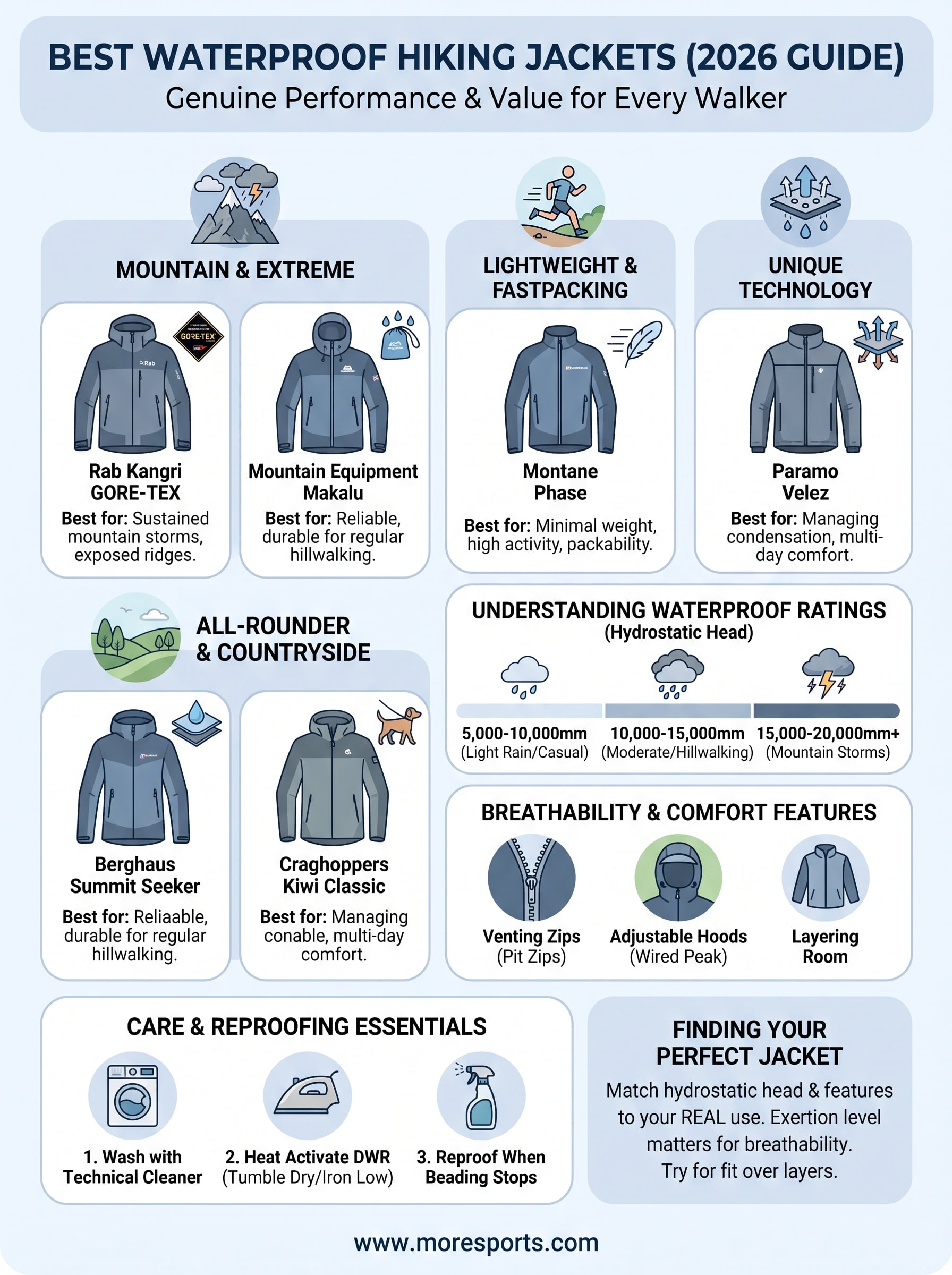 best waterproof hiking jackets infographic