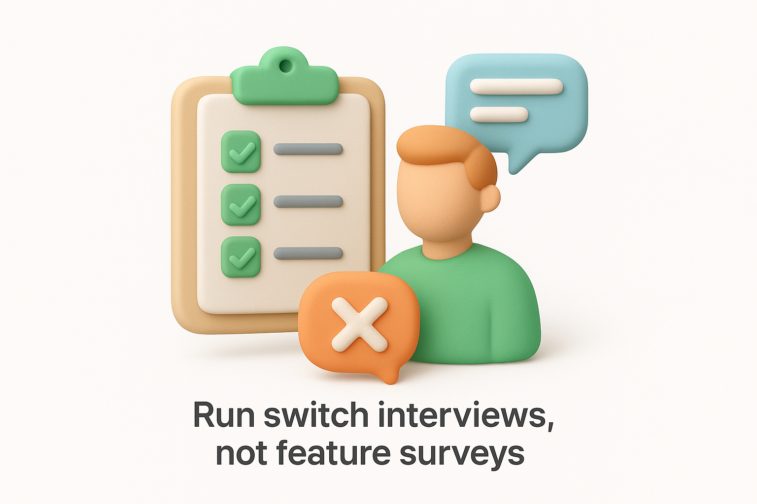 Run switch interviews, not feature surveys