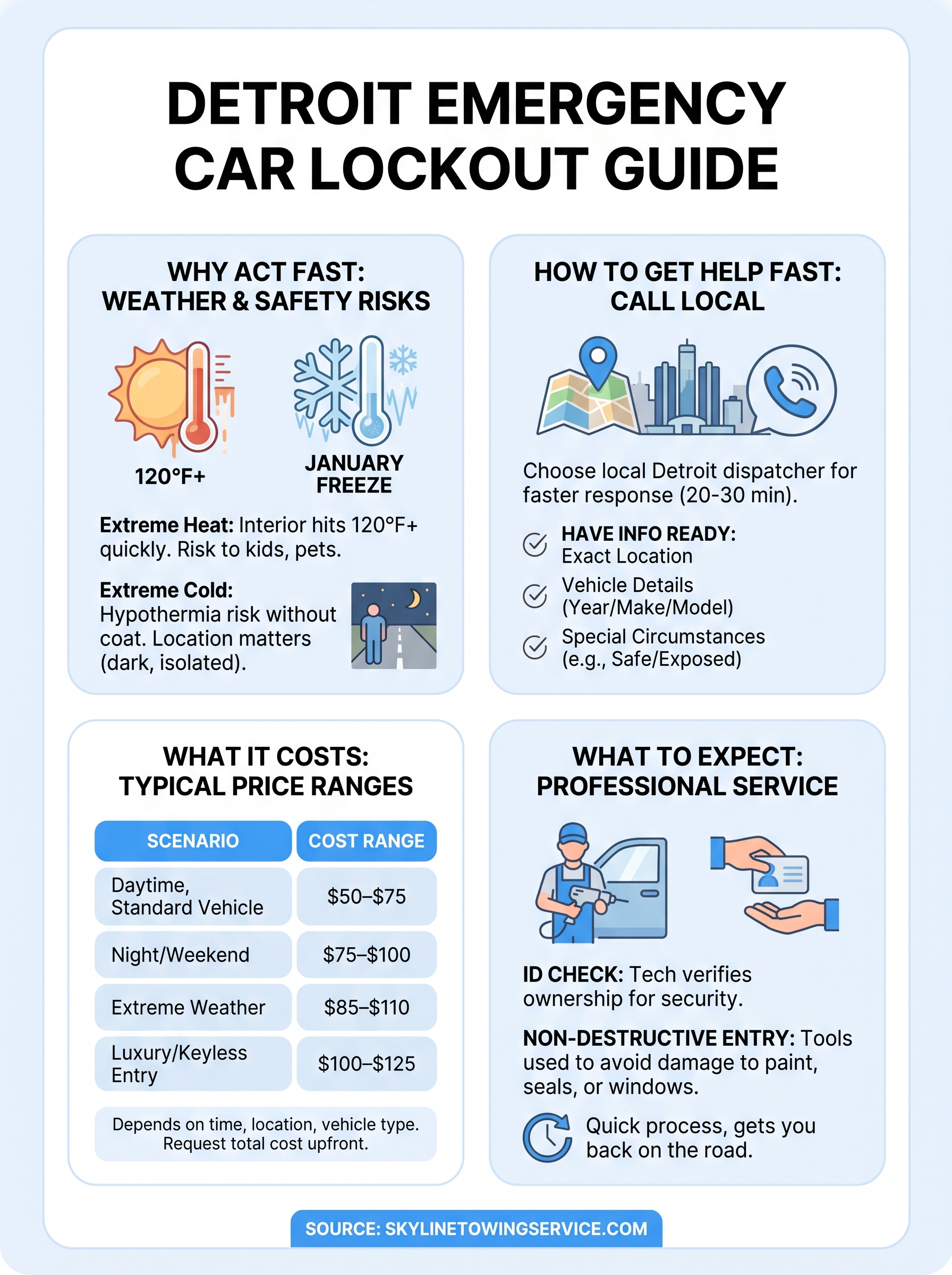 Emergency Car Lockout Service in Detroit: Cost & What to Expect emergency car lockout service infographic