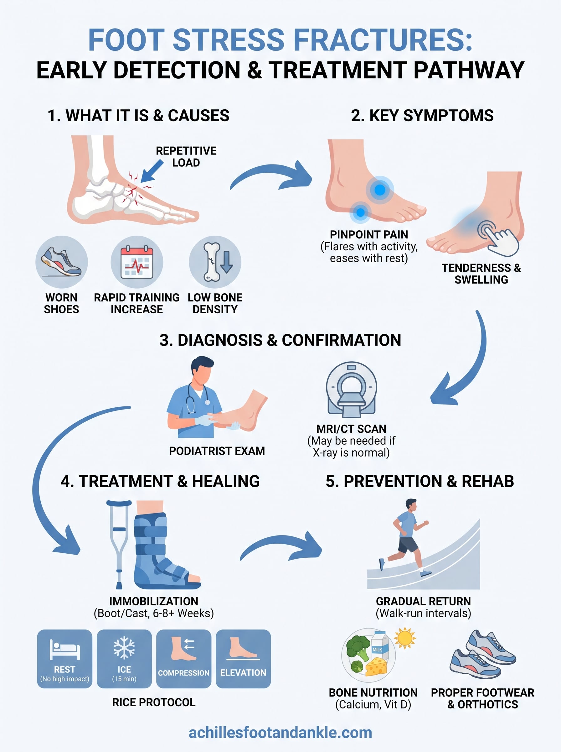 stress fracture foot symptoms infographic