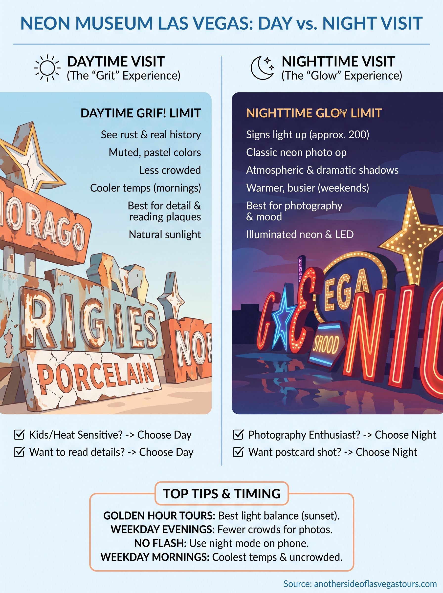 best time to visit neon museum las vegas infographic