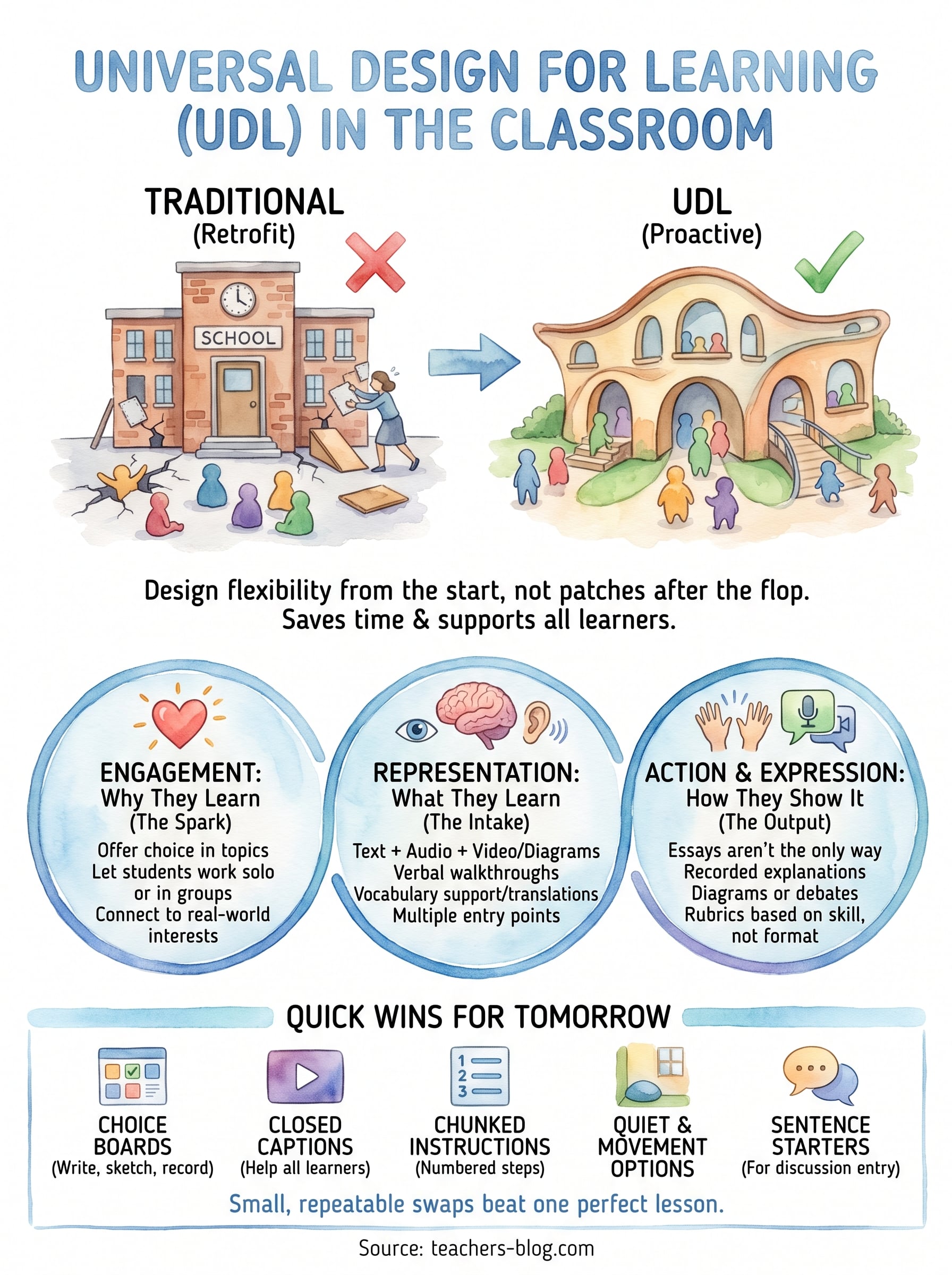 universal design for learning in the classroom infographic